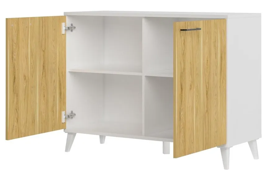 Komoda BARRIS 44 dwudrzwiowa orzech biała 110x83x42cm - TH-100-1566