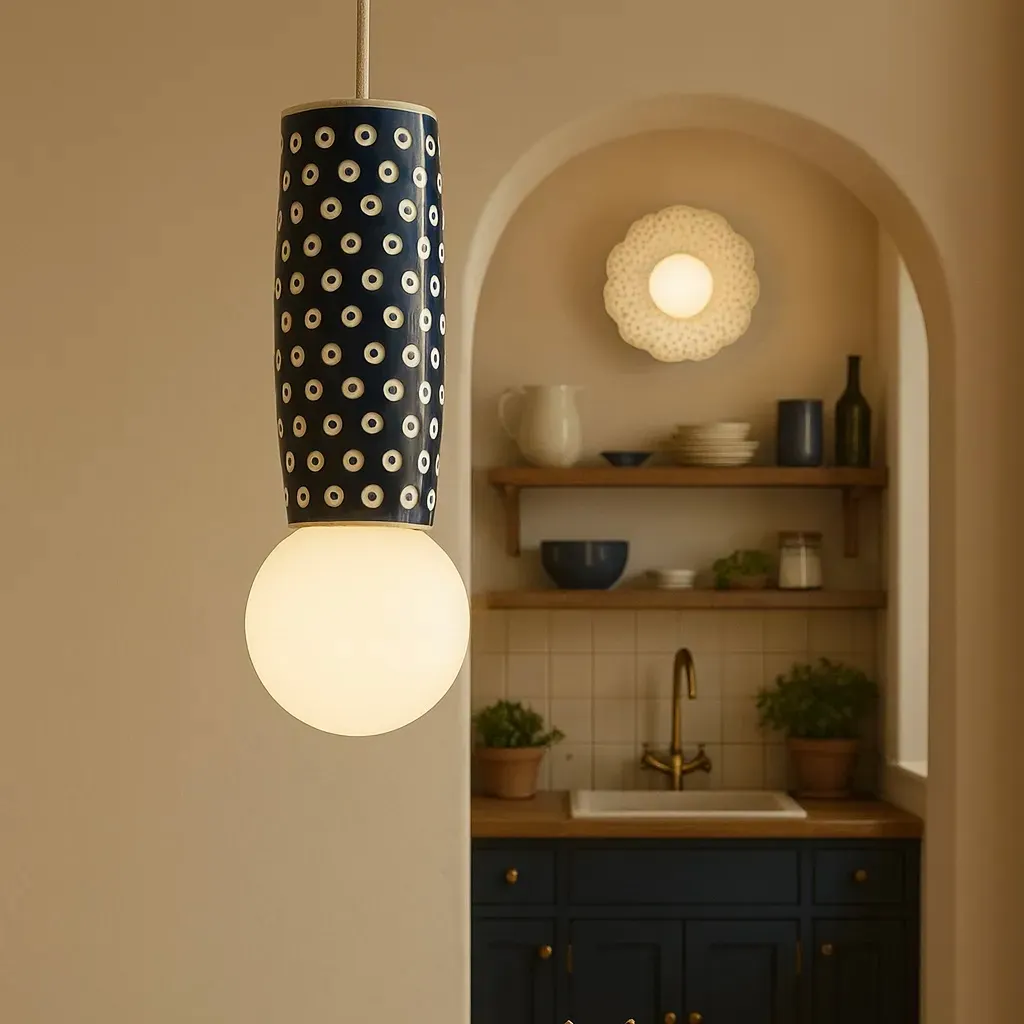 Lampa wisząca BOLL ceramika bolesławiecka granatowy — zdjęcie 7