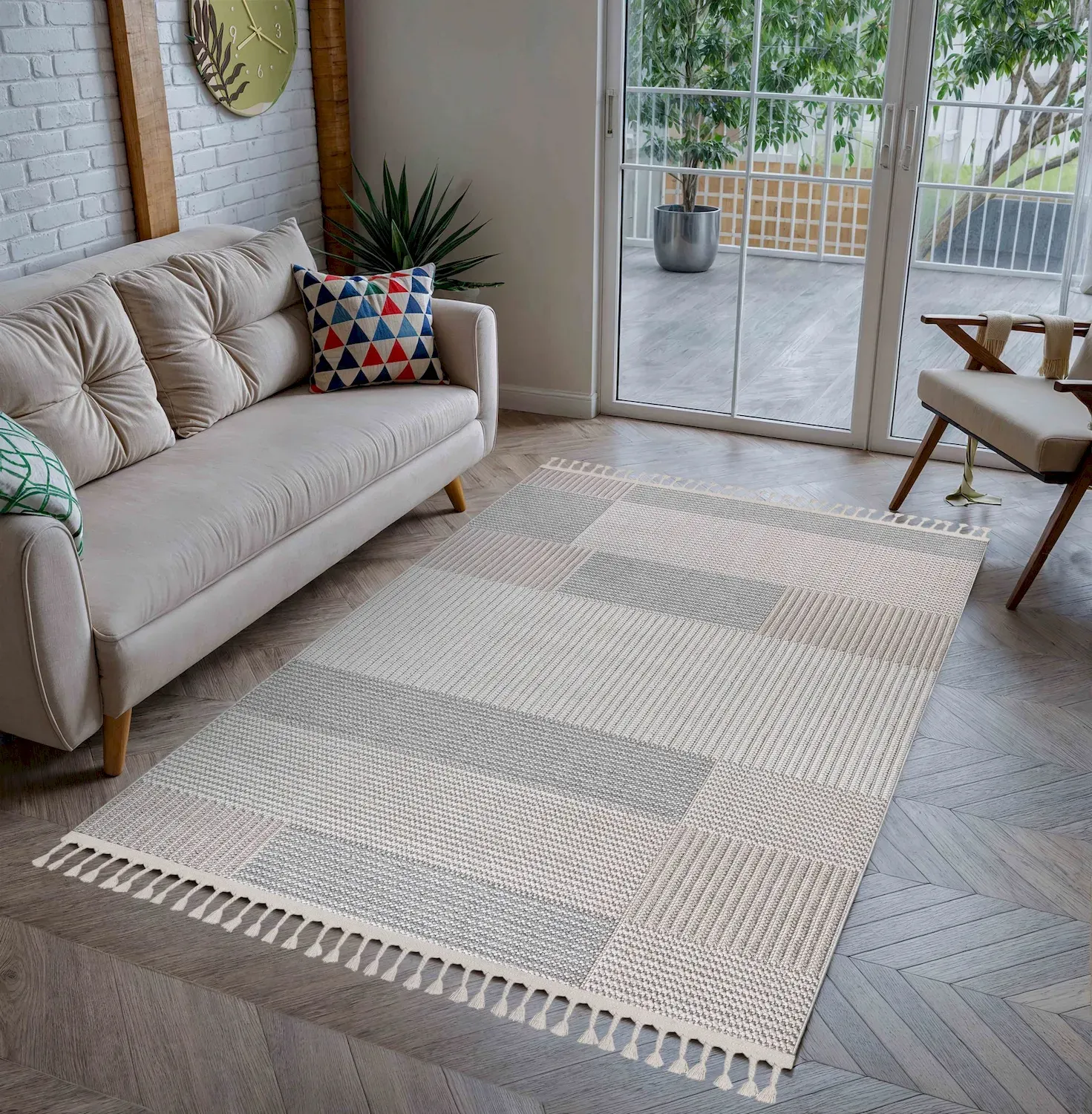 Dywan 160 x 230 KORYA beżowo-szary