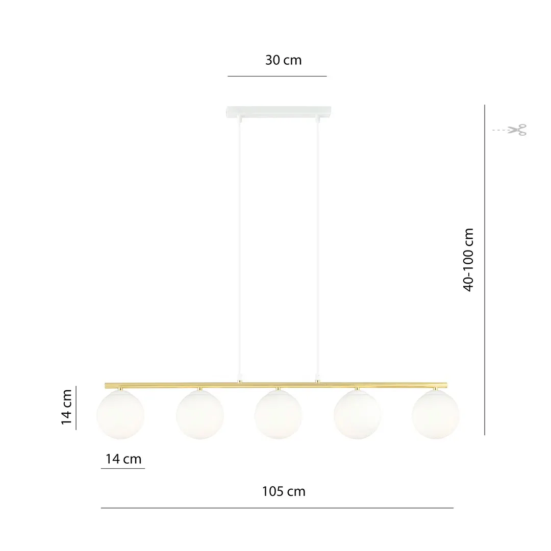 Lampa wisząca ALLORA Biały,Złoty 1255/5 - 1255/5