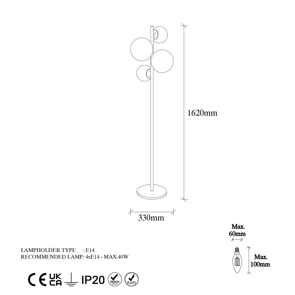 Lampa podłogowa metalowa FAZLI złota/biała — zdjęcie 7