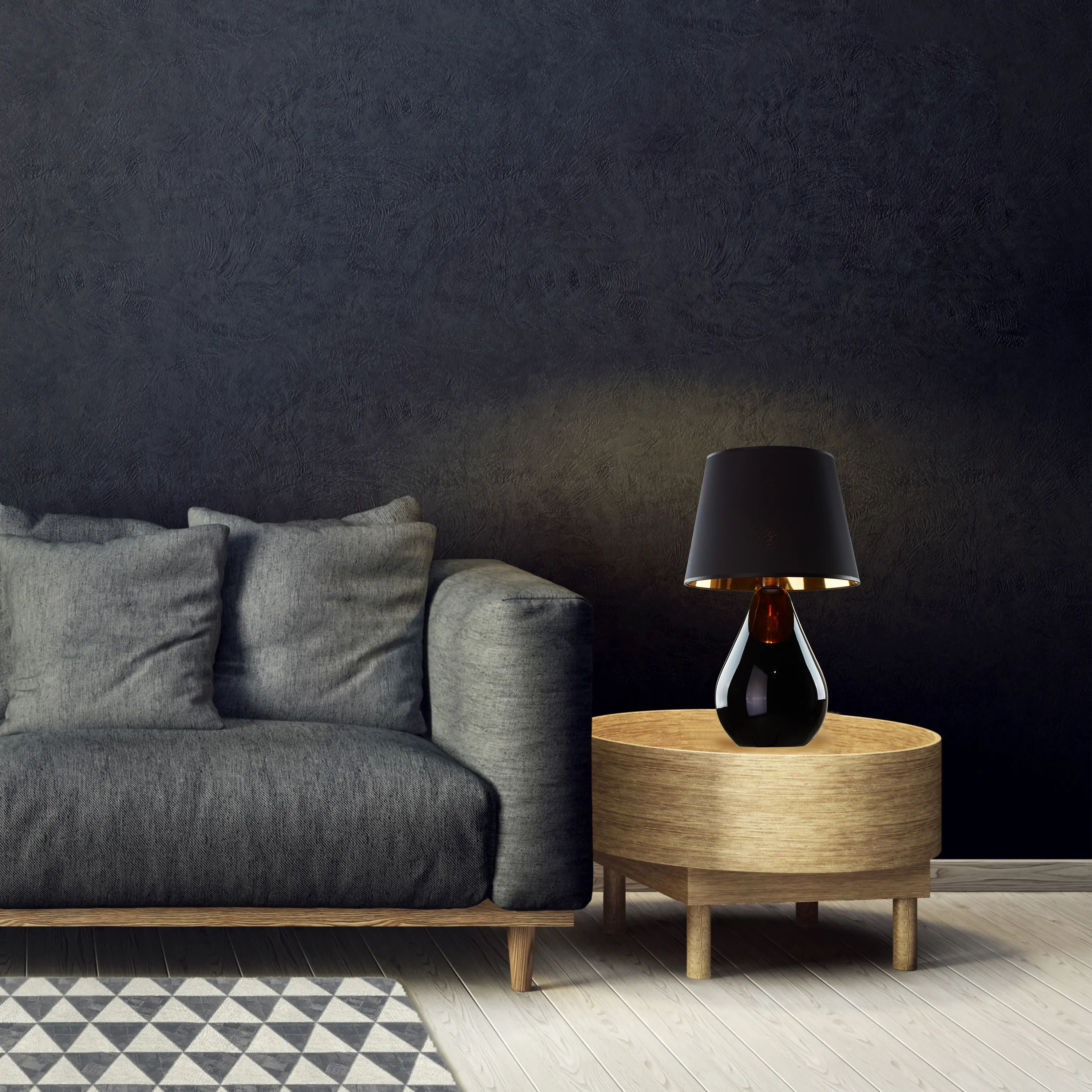 Lampka nocna LACRIMA czarna ze złotym środkiem 66x40cm - TK_5454