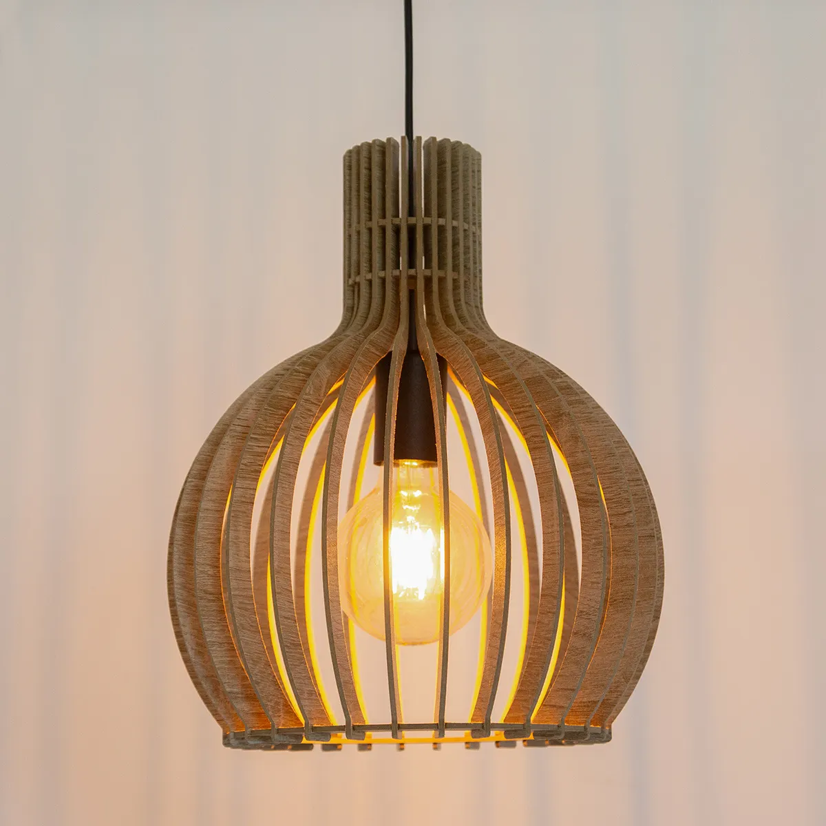 Lampa wisząca WINTER M brązowa efekt drewna - SI_40953