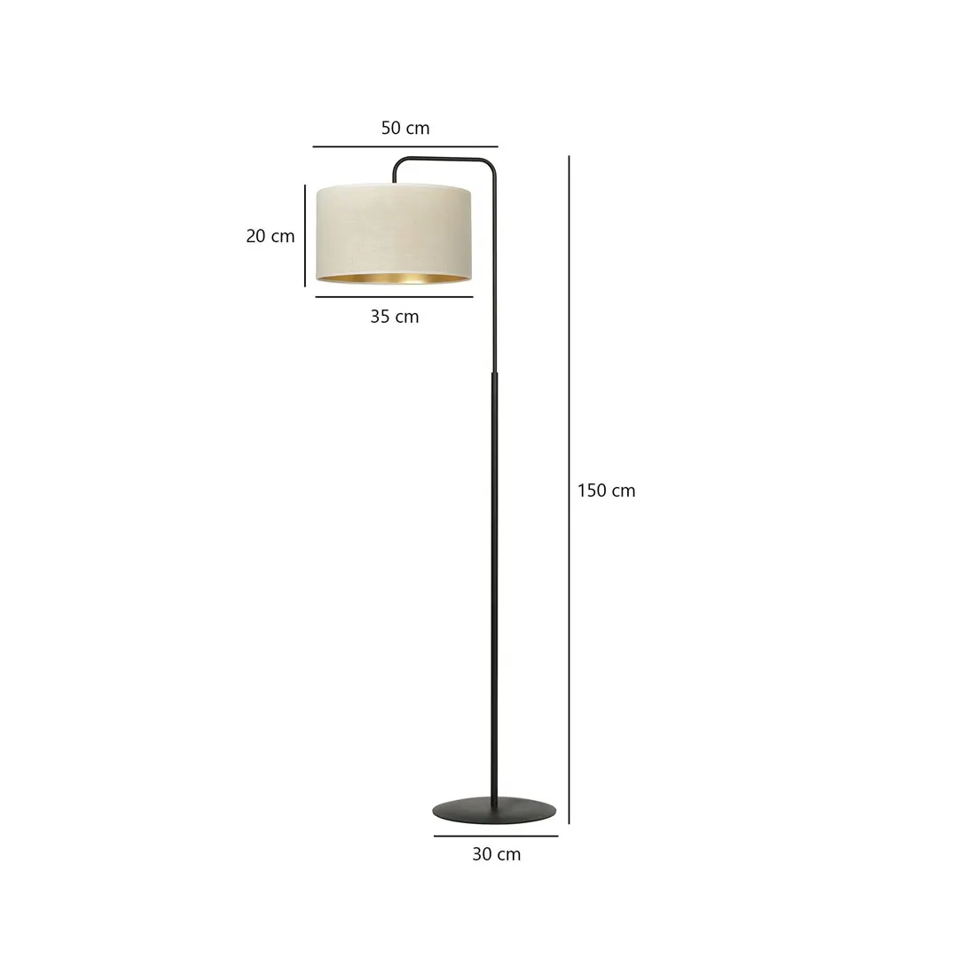 Lampa stojąca HILDE 150 cm czarno-beżowa metalowa - 1052/LP1