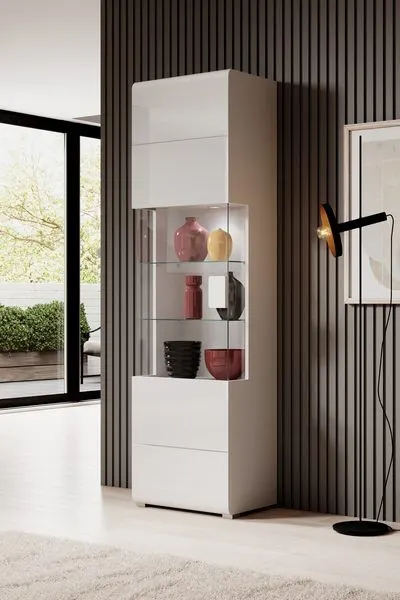 Witryna TOLEDO 5 wysoka biała 204x61x39cm - 2498DW05