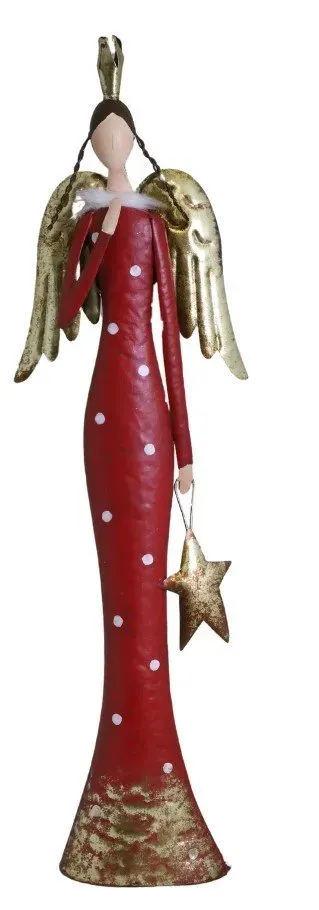 Metalowy ANIOŁ Z GWIAZDKĄ mały czerwony