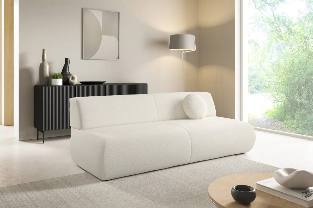 Sofa rozkładana z pojemnikiem PUENTE 214 cm kremowa — zdjęcie 9
