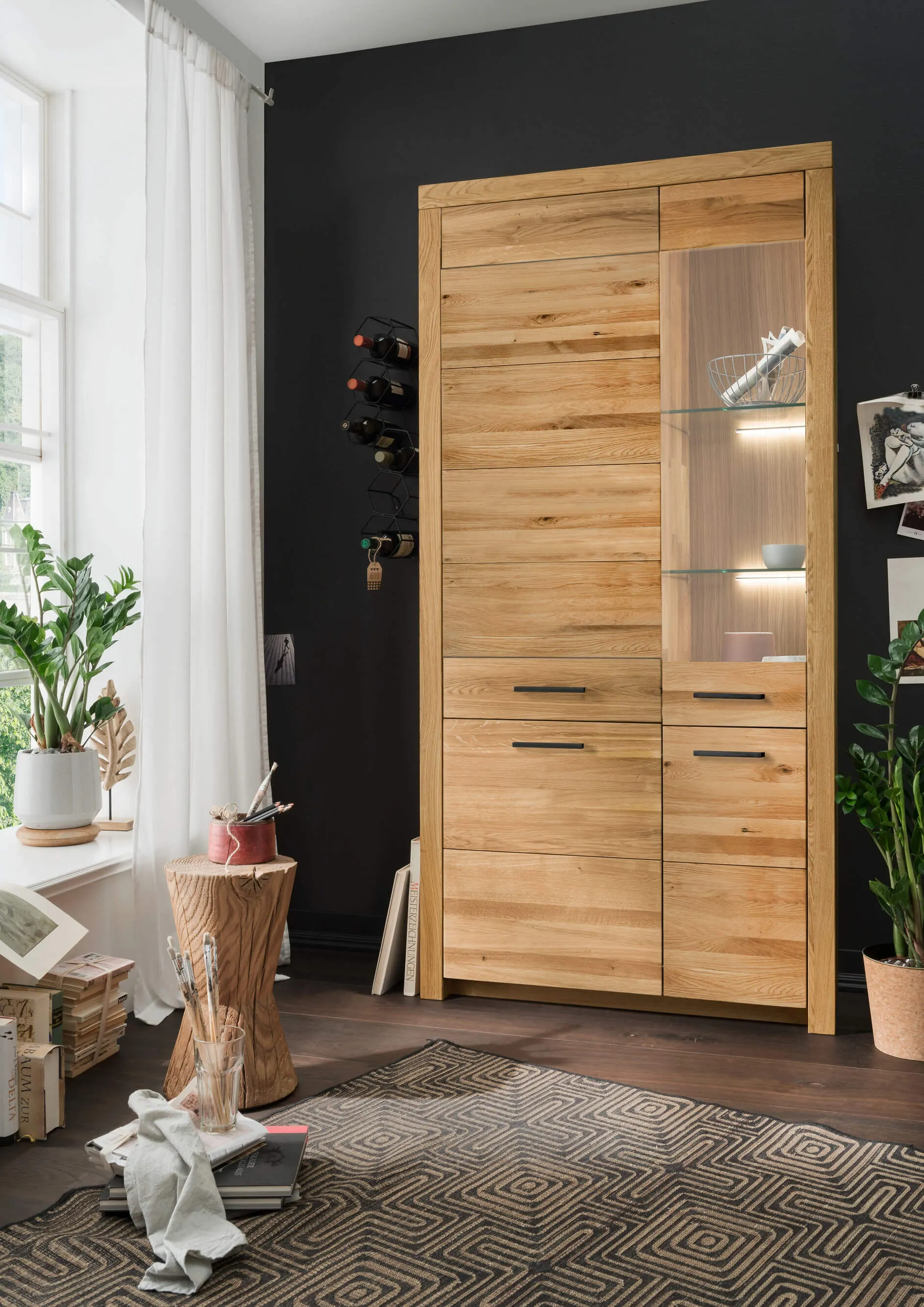 Witryna dębowa szklana DOVE 102x204 II-Przwa - GK_1031690301