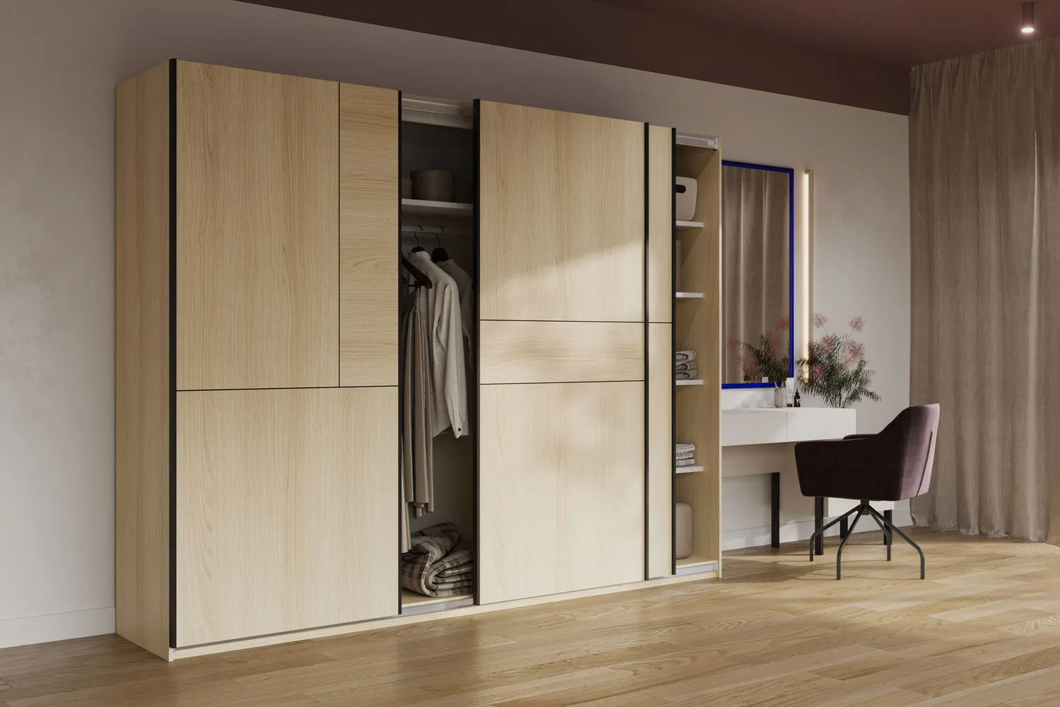 Szafa 3-drzwiowa CUBE drzwi przesuwne 270x210 dąb lindberg - 24LGOF69