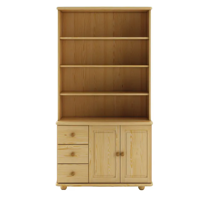 KW125 kredens/witryna/biblioteczka S101 W190 G40 sosna surowy DREWMAX