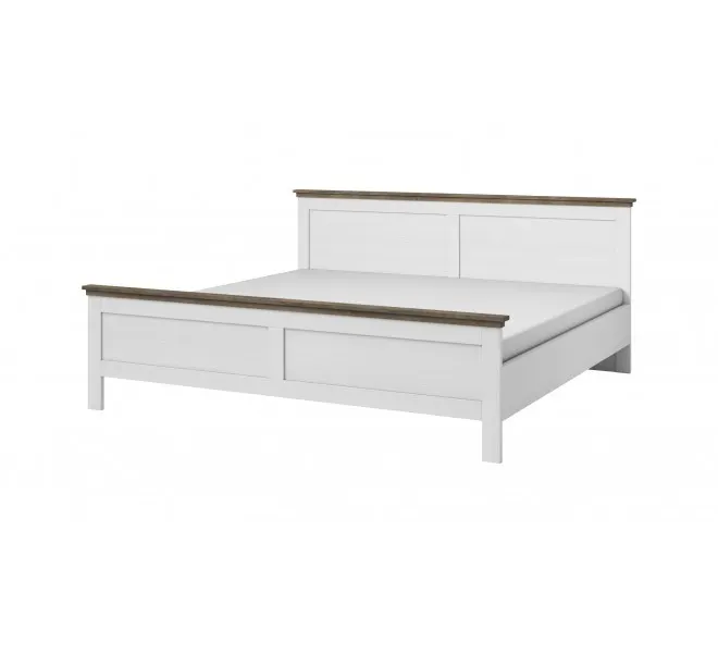 Łóżko z zagłówkiem EVORA 160x200 złamana biel/dąb Lefkas