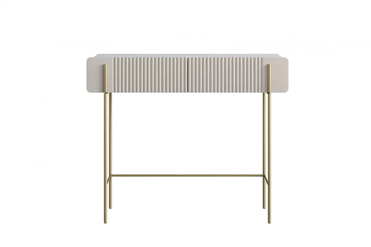 MALMI Toaletka 100 2SZ - cashmere / crema bianca / złote nogi