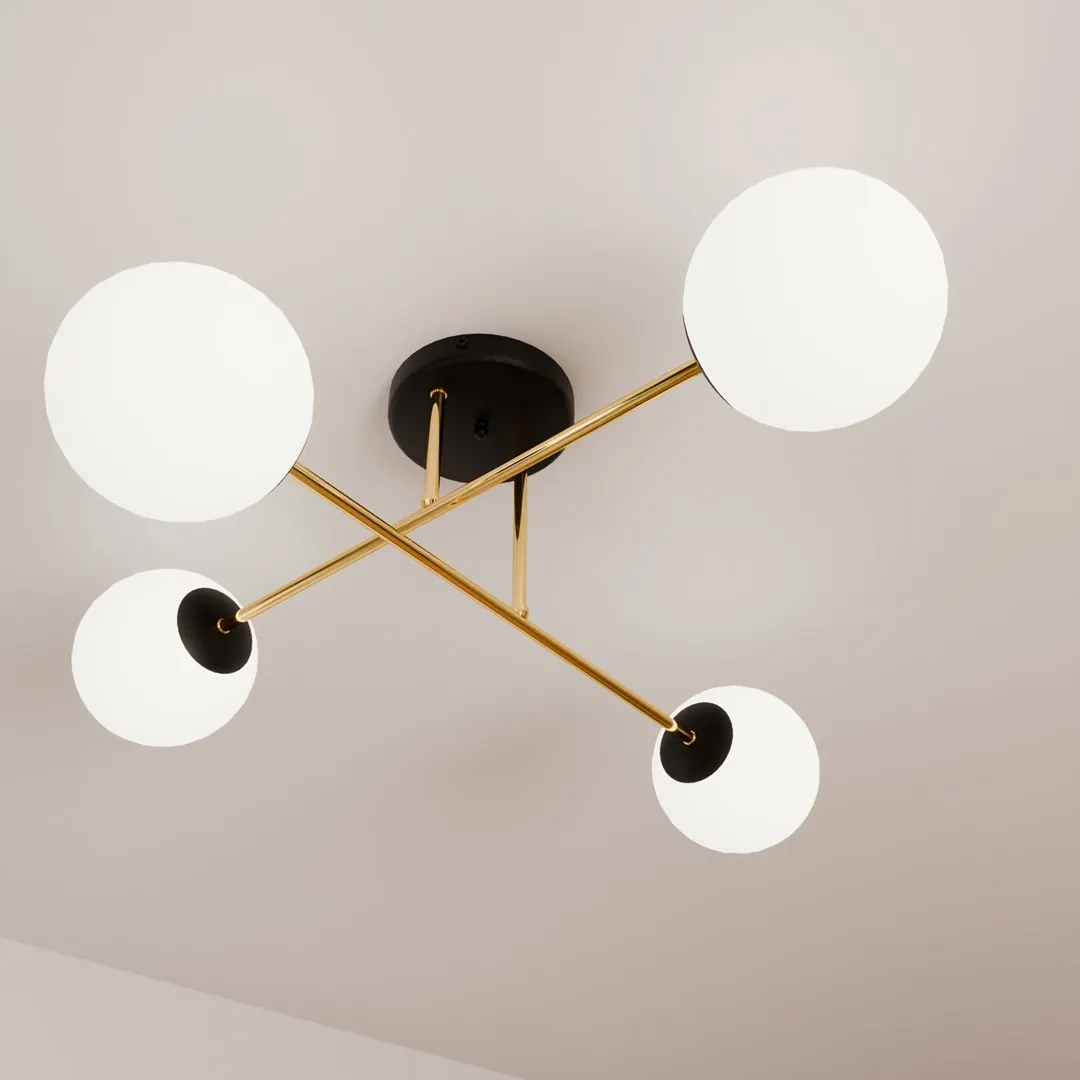 Lampa sufitowa MAGNUM 4 czarny złoty biały - 1233/4