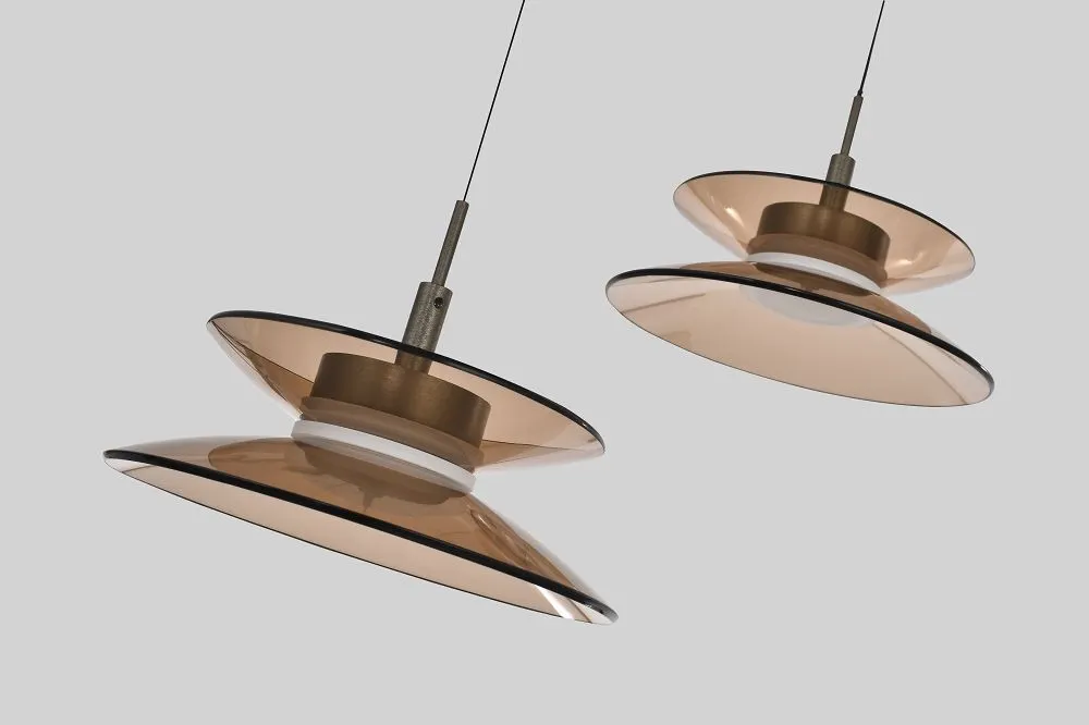 Lampa wisząca CREMA czwórka prosta LED brązowa