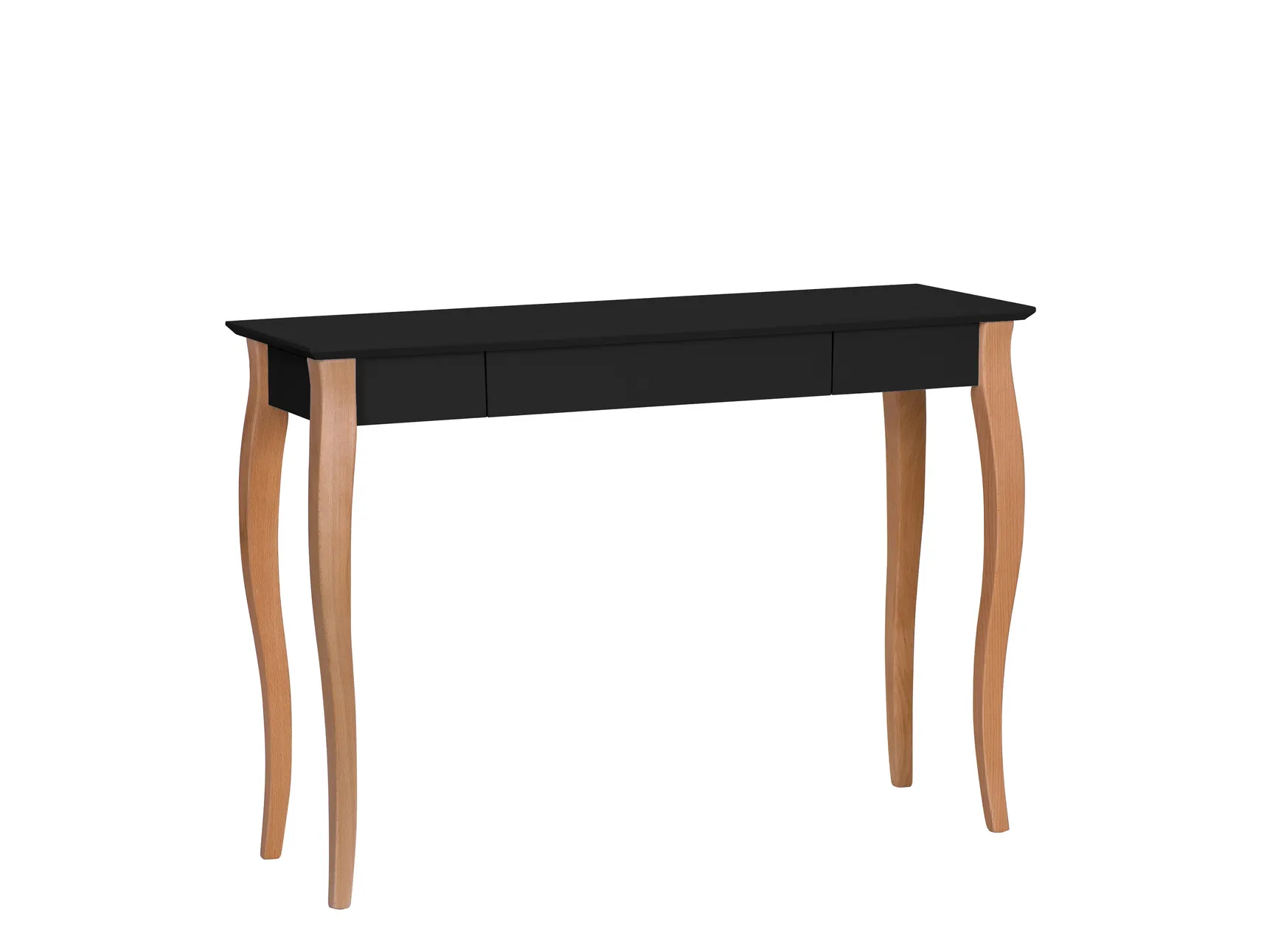 Biurko z szufladą LILLO 105x40 czarny blat/drewniane nogi