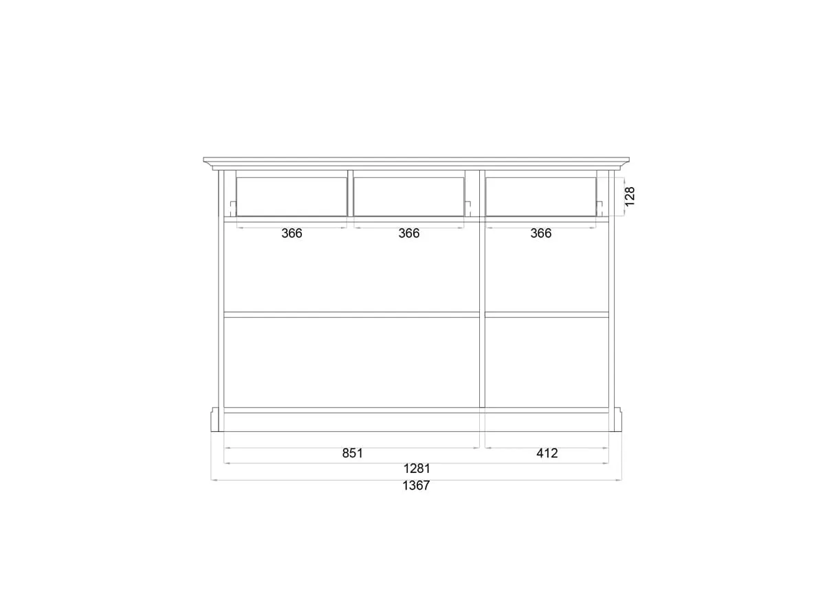 Komoda 3-drzwiowa drewniana ROSELLA 142 cm sosna ciemny brąz - SKROS05