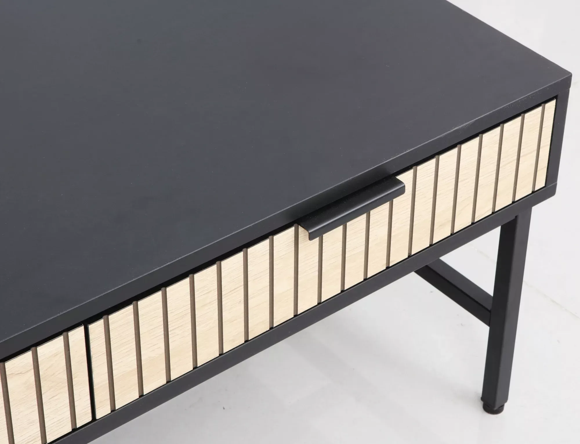 Stolik kawowy z szufladami MAGO L1 100x48 czarno-drewniany - MAGOL1