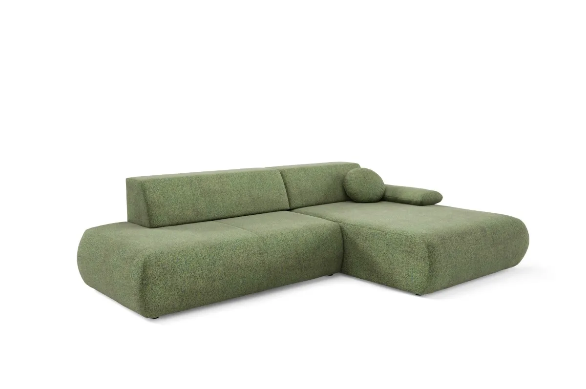 Narożnik rozkładany z pojemnikiem PUENTE 286 cm prawostronny zielony Kanapa, Meble, Poduszka, Wystrój domu