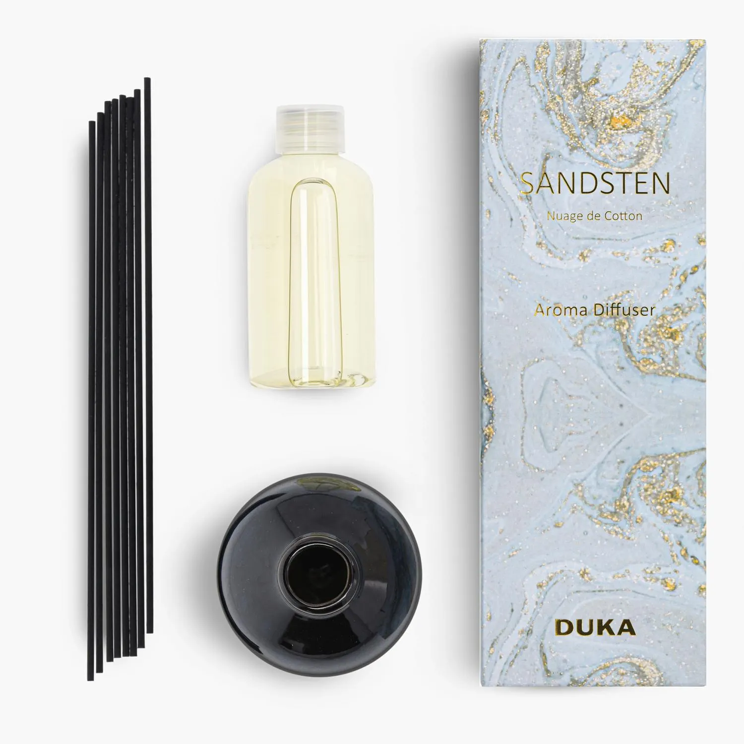 image aroma diffuser, zestaw, patyczki, butelka, pudełko