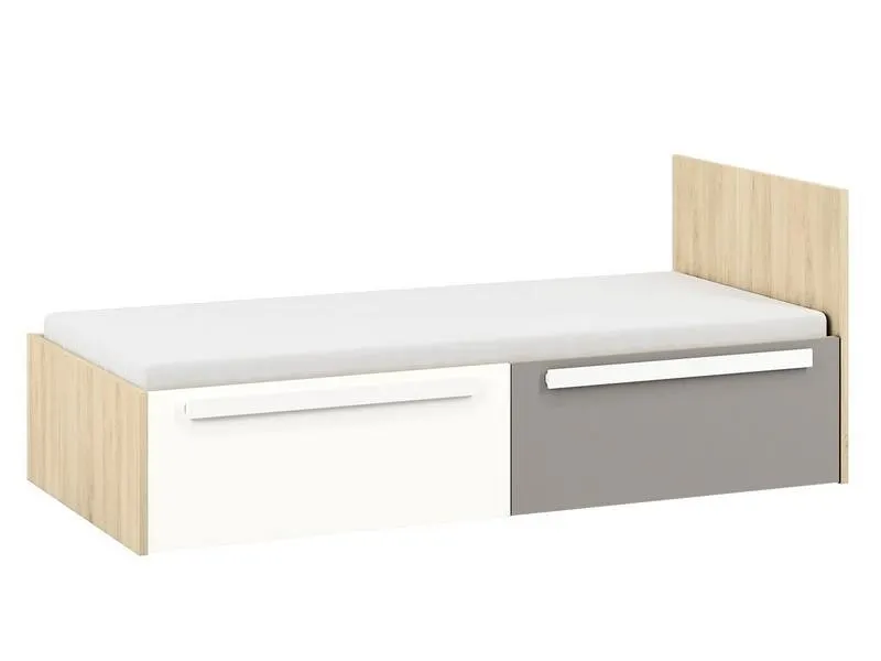 Łóżko z szufladami DROP 17 z szufladami 90x200 buk fjord, biały, szary