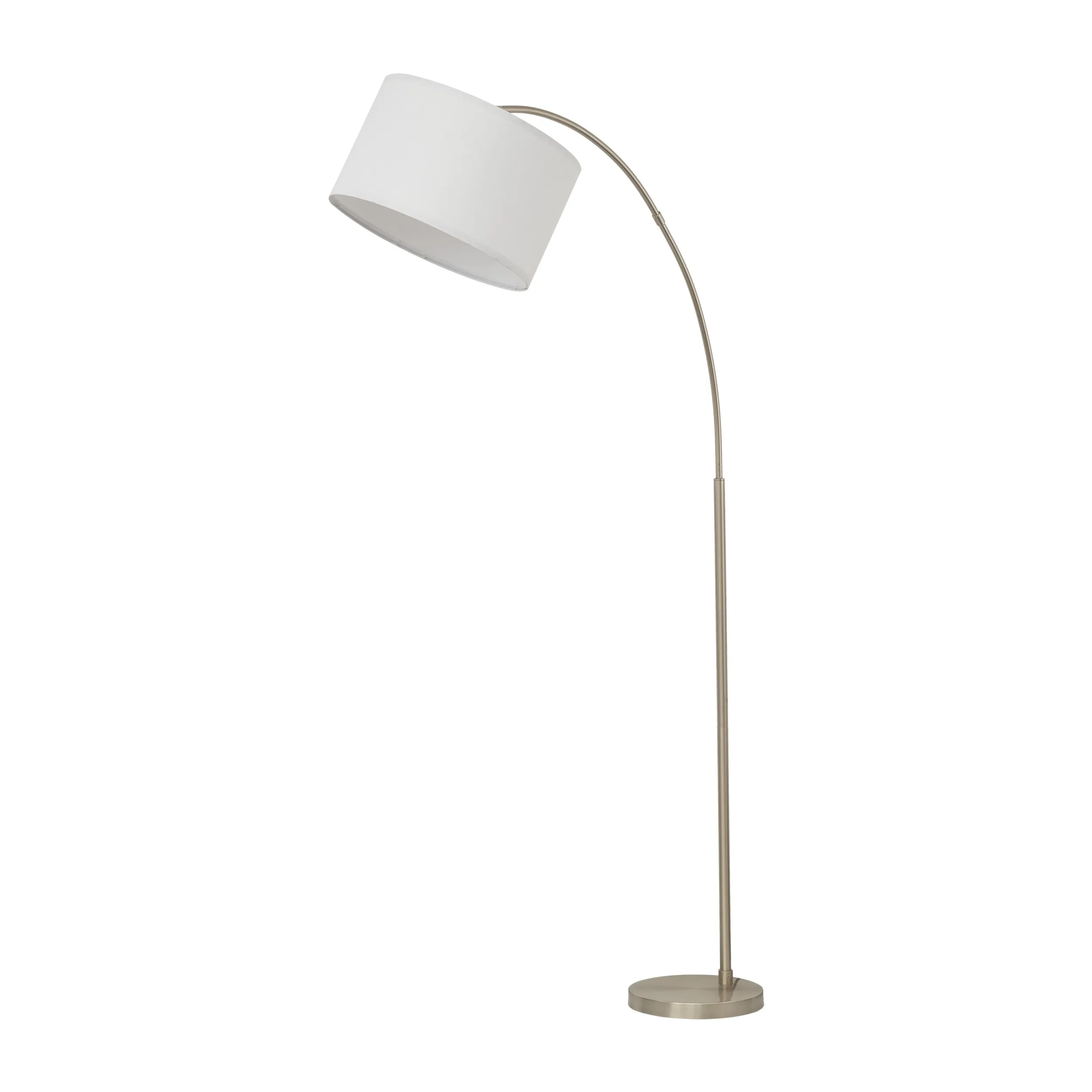 Lampa podłogowa ZENITH brązowa z białym okrągłym abażurem 200x130x50cm - TK_16022