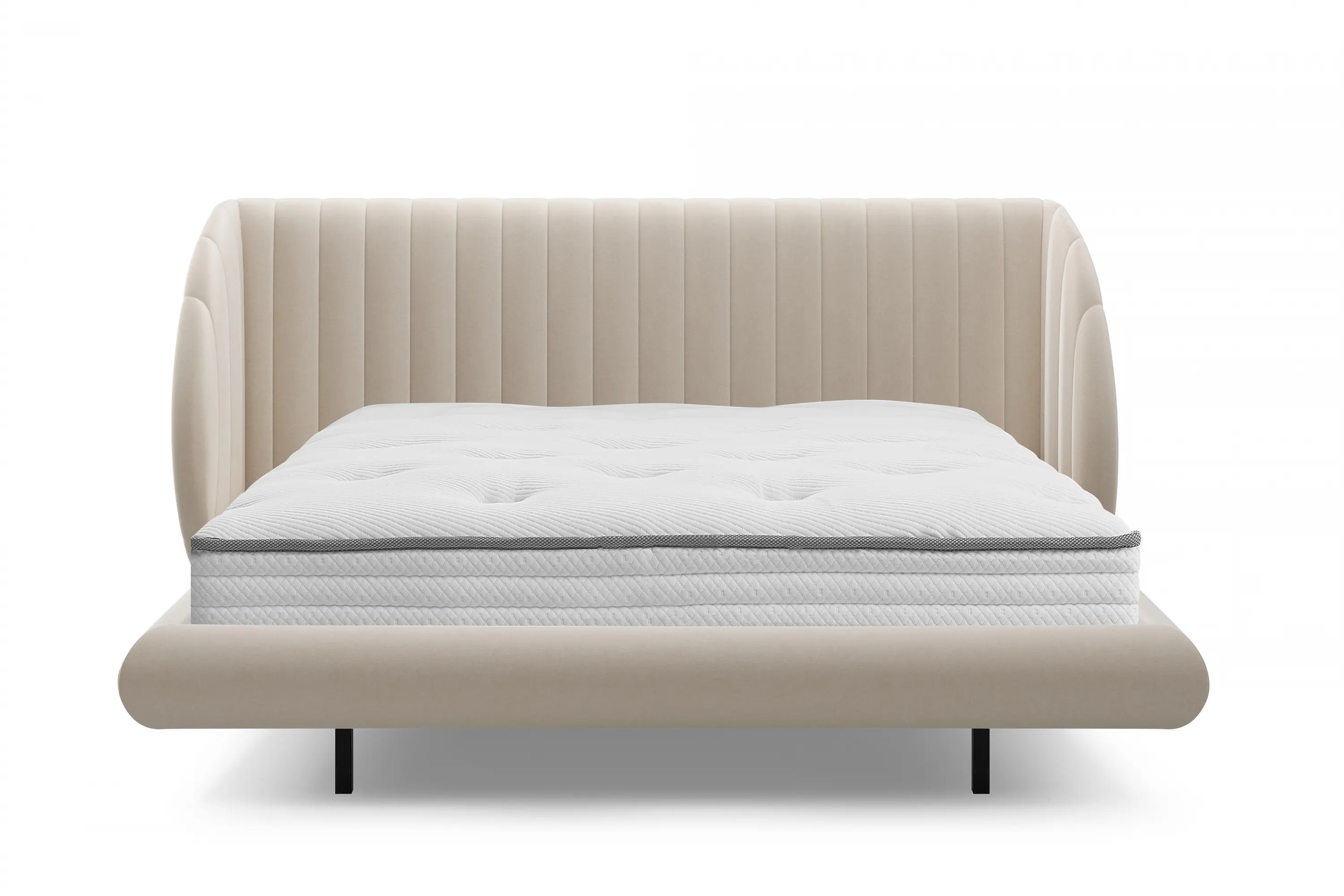 Łóżko Galin lewitujące / 140x200 / Velluto 2 - kremowy - B_158513