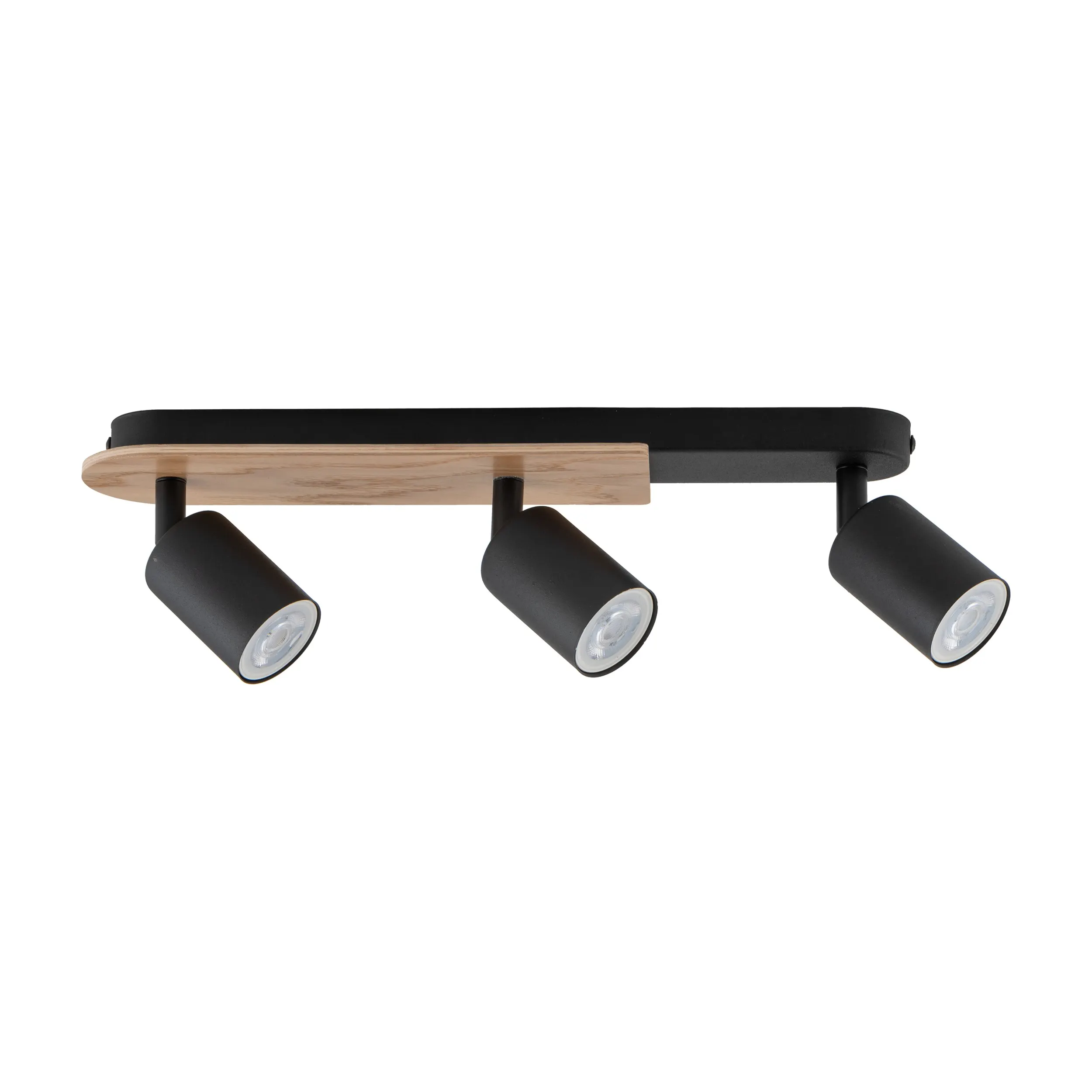 Lampa sufitowa COVER czarna z drewnianym elementem na metalowej listwie 51x18x14cm