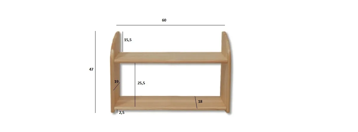 PK109 półka S60 W47 G19 sosna naturalny DREWMAX — zdjęcie 3