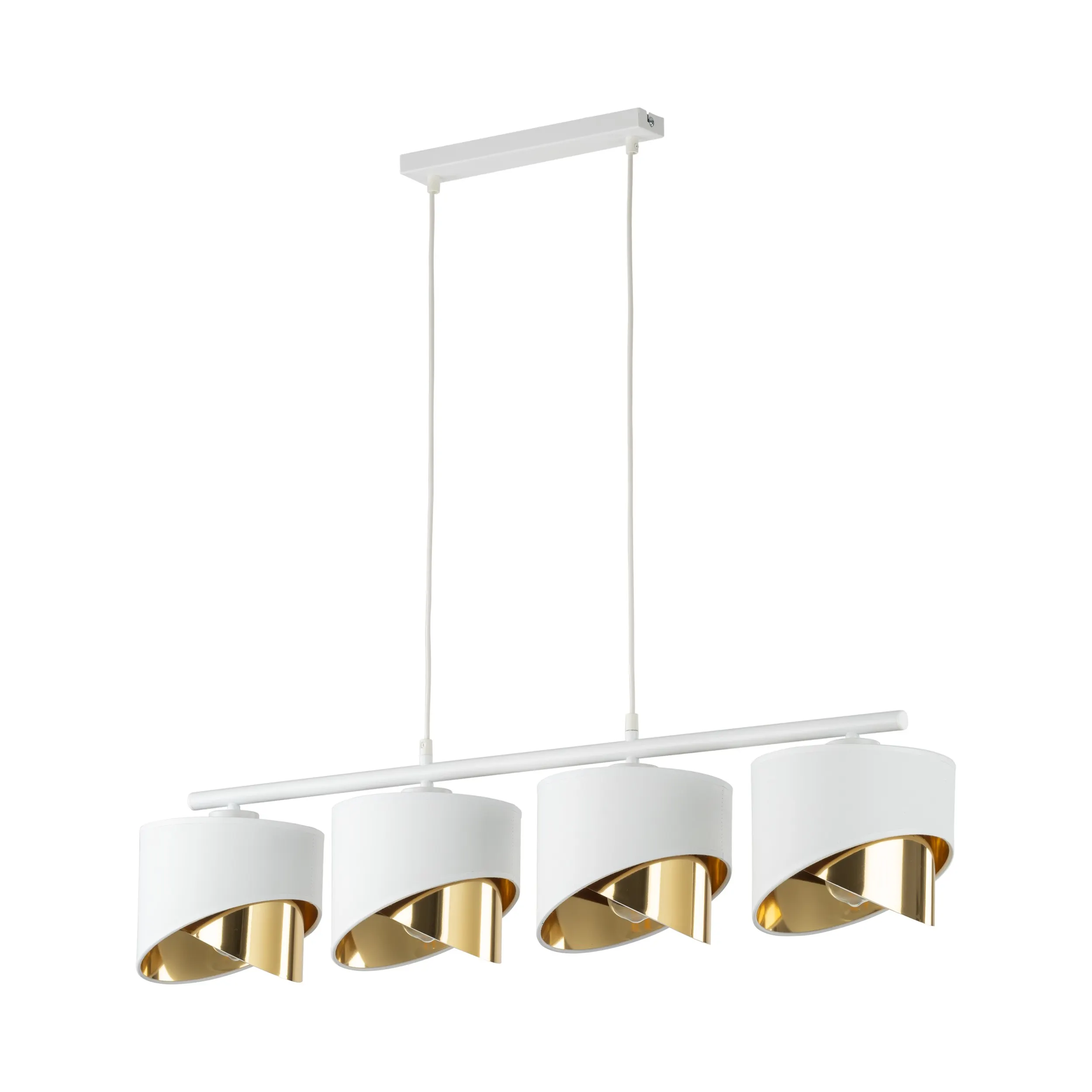 Lampa wisząca GRANT biała złota na metalowej listwie 95x94x25cm