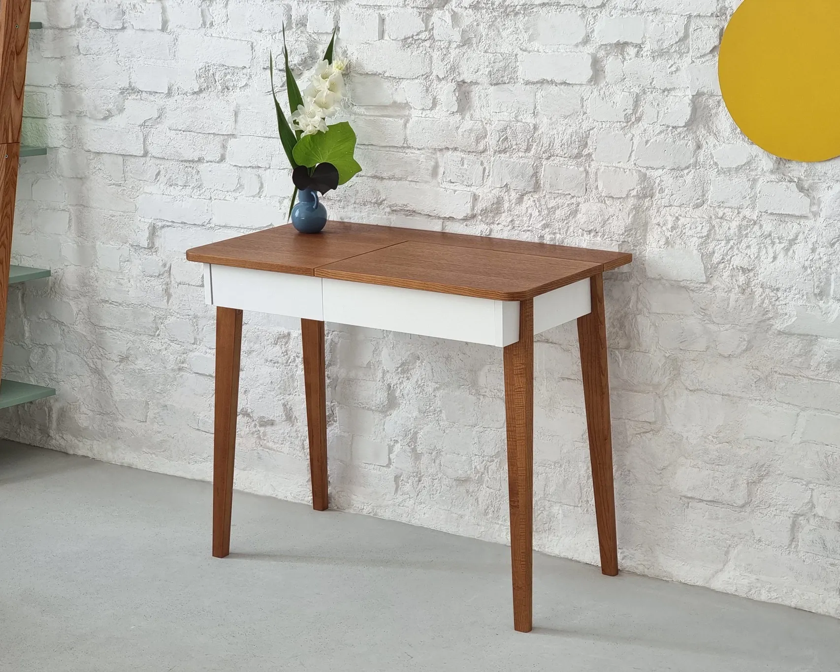 Toaletka z lustrem MEWISE 90x48cm biały jesion naturalny