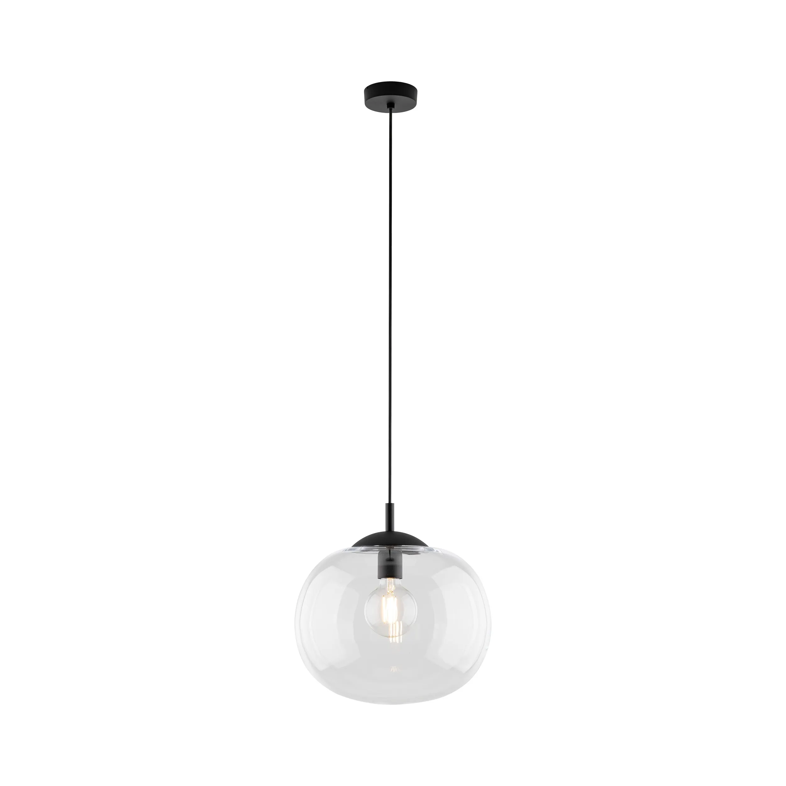 Lampa wisząca VIBE czarna z transparentnym szklanym okrągłym kloszem 170x30cm - TK_4817