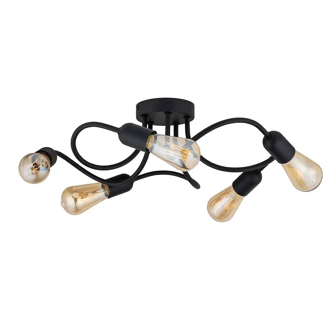 Lampa sufitowa WAVE czarna zakręcona metalowa 50x19cm