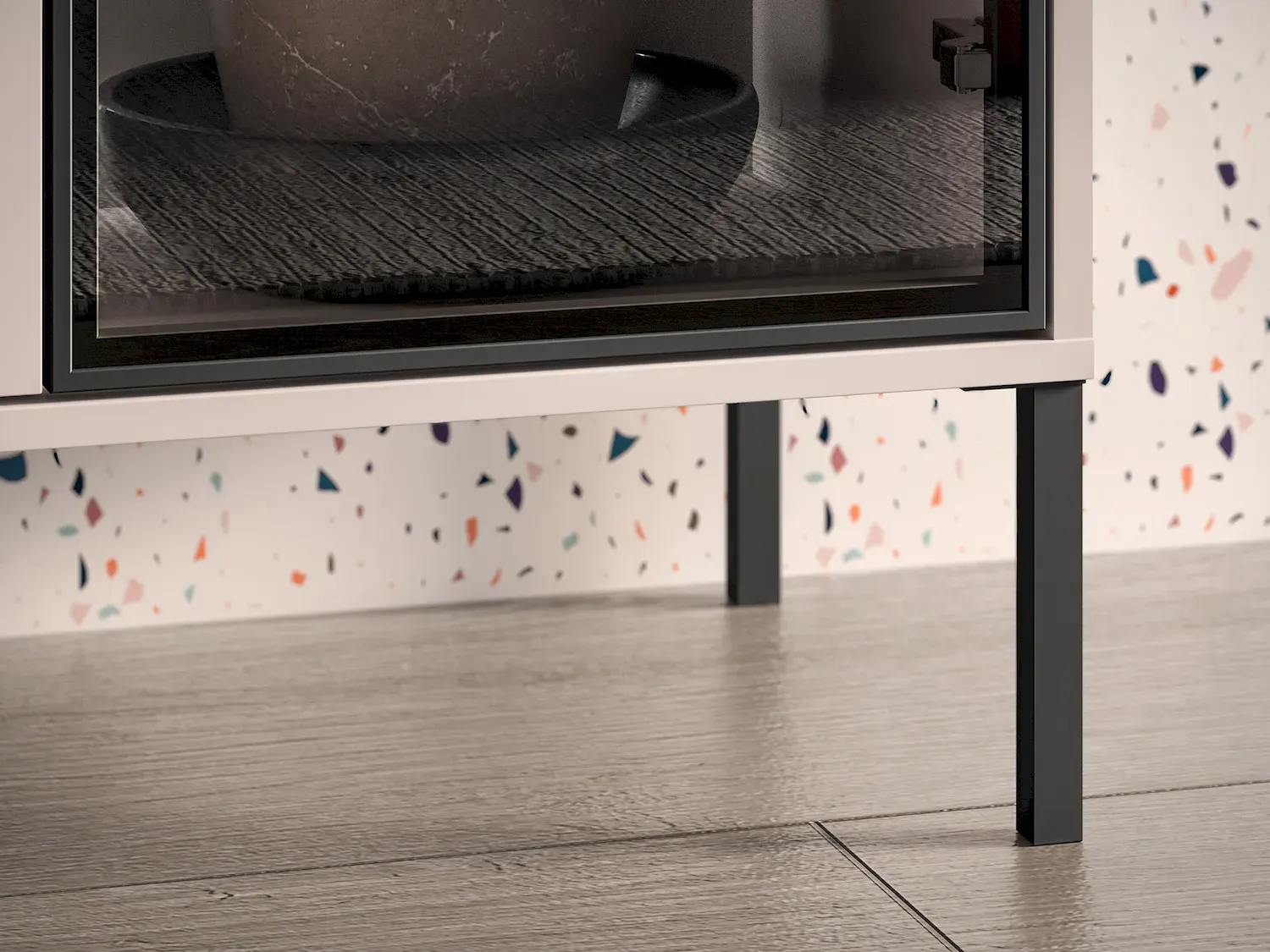 Witryna 3-drzwiowa z szufladą BARNEE 01 oświetlenie LED cashmere — zdjęcie 5