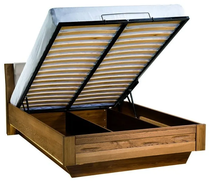 Łóżko VELVET 74 dwuosobowe z pojemnikiem z tapicerowanym zagłówkiem dąb rustical szare 140x200cm - TH-100-1003