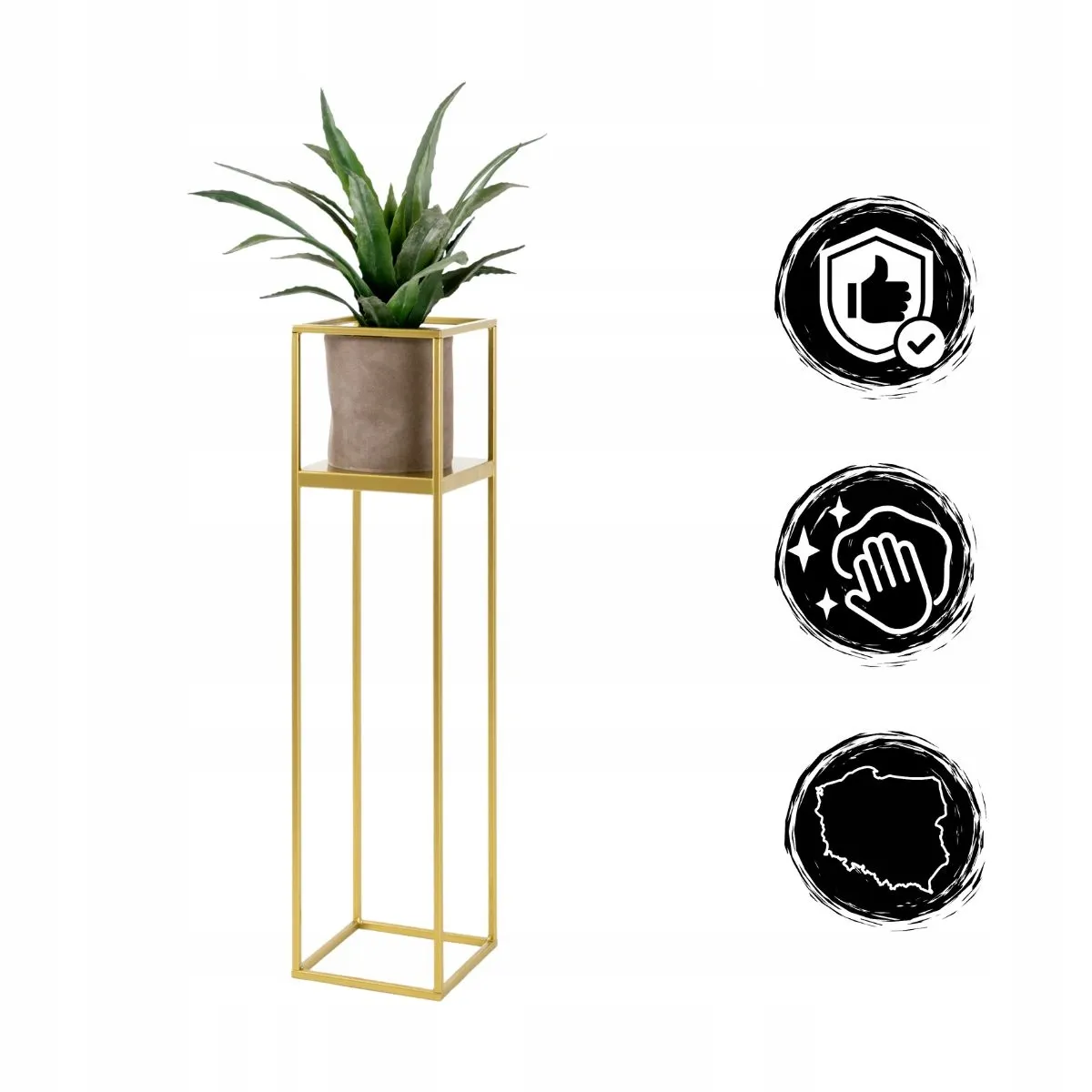 Kwietnik stojący metalowy LILLE L złoty - LD_TZ000171