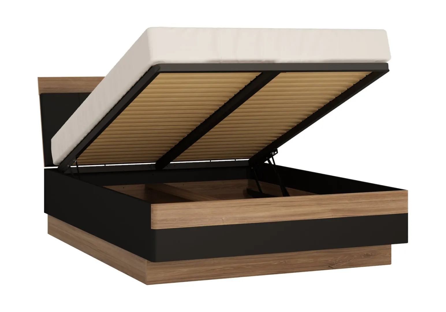 Łóżko z pojemnikiem 140x200 MONACO MOAL01 Stirling Oak, Czarny Mat - 6003005003006