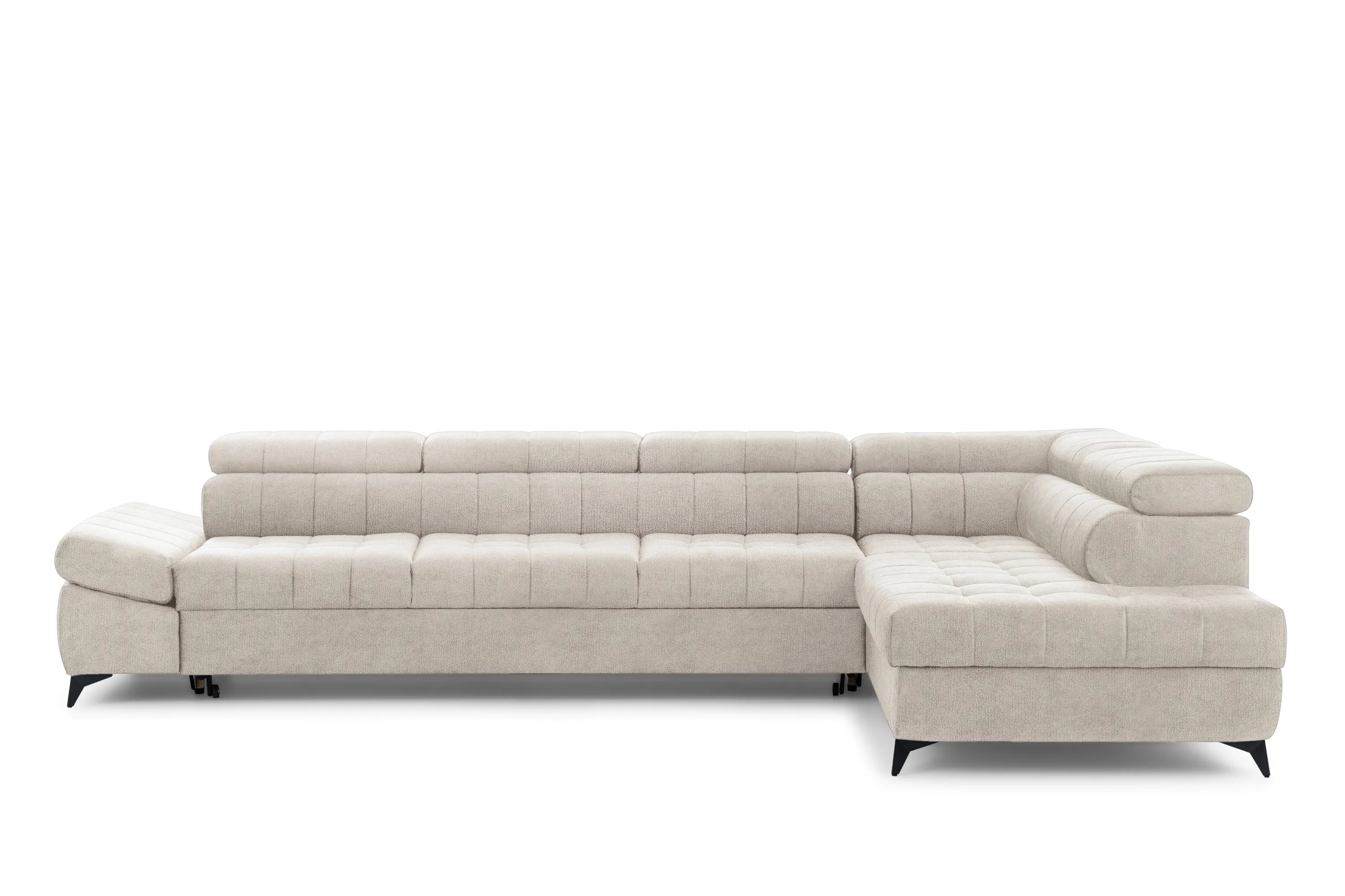 Narożnik prawostronny VALORIS MAXI regulowane zagłówki i podłokietniki tkanina Perfect harmony 07 beżowy - B_168600