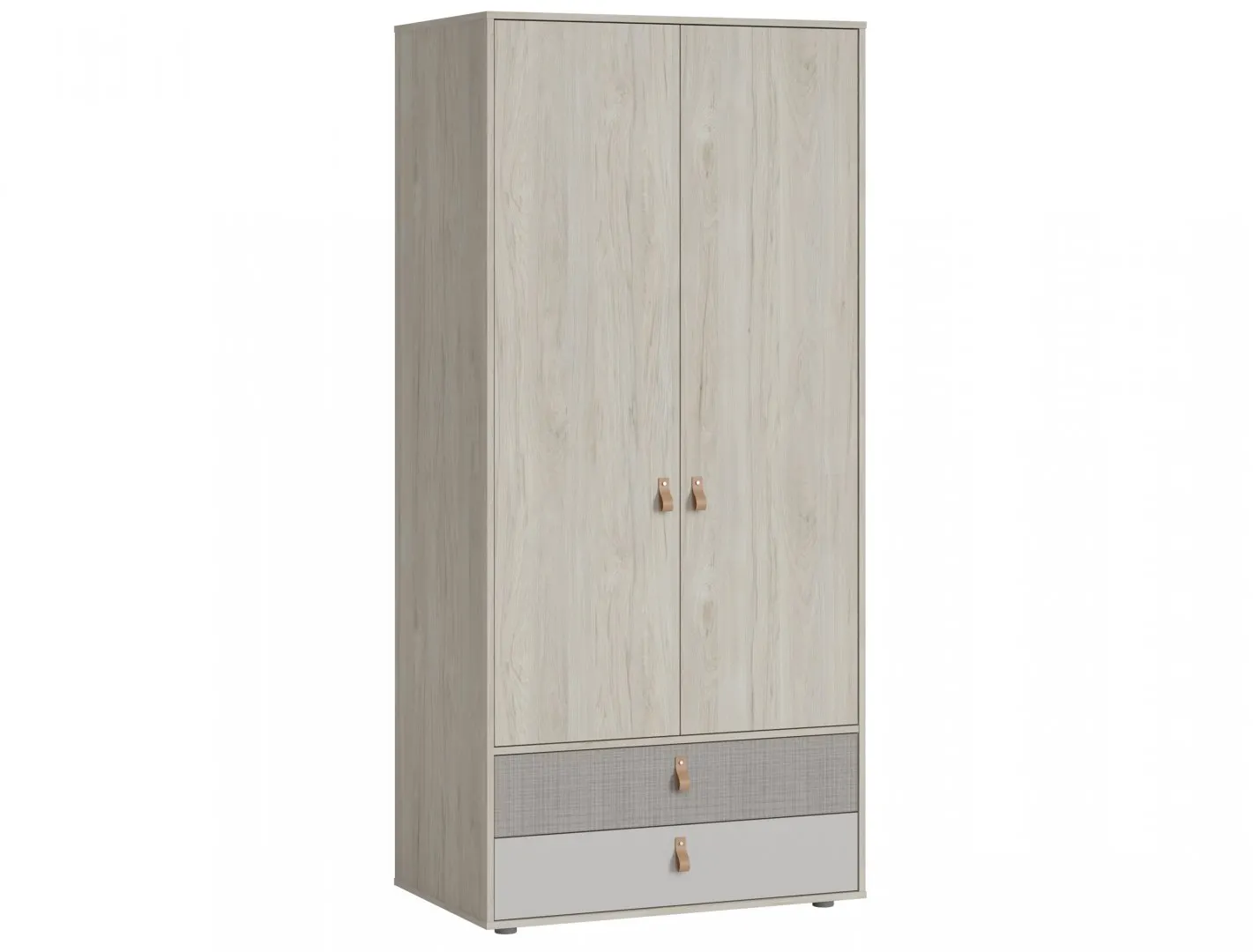 Szafa 2-drzwiowa z 2 szufladami DENIM DEIS03 Orzech Rockford Jasny, Cashmere, Caroline