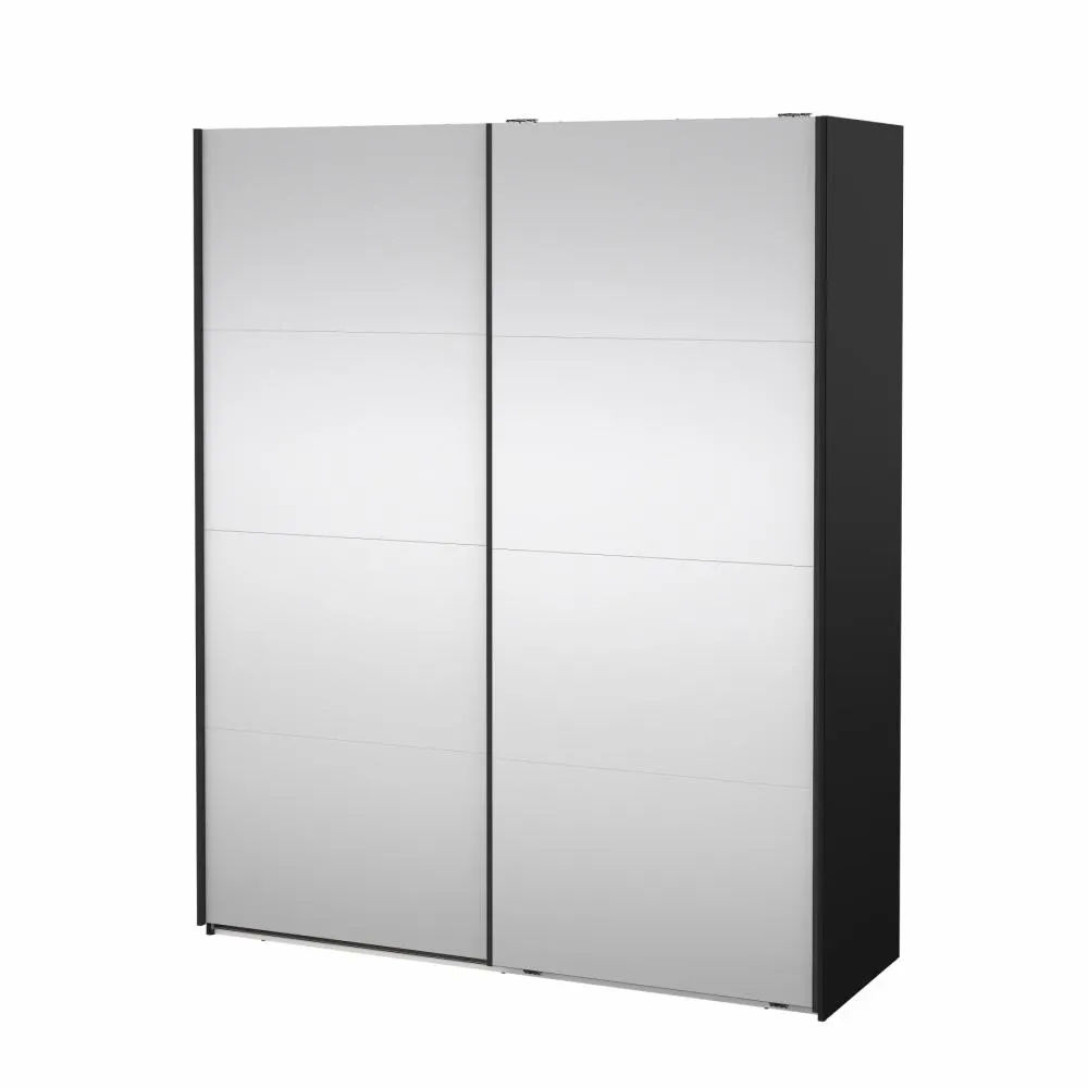 Szafa przesuwna 2-drzwiowa z lustrami BERGAMO 180 x 220 cm czarna - TV_65200/15GMMI
