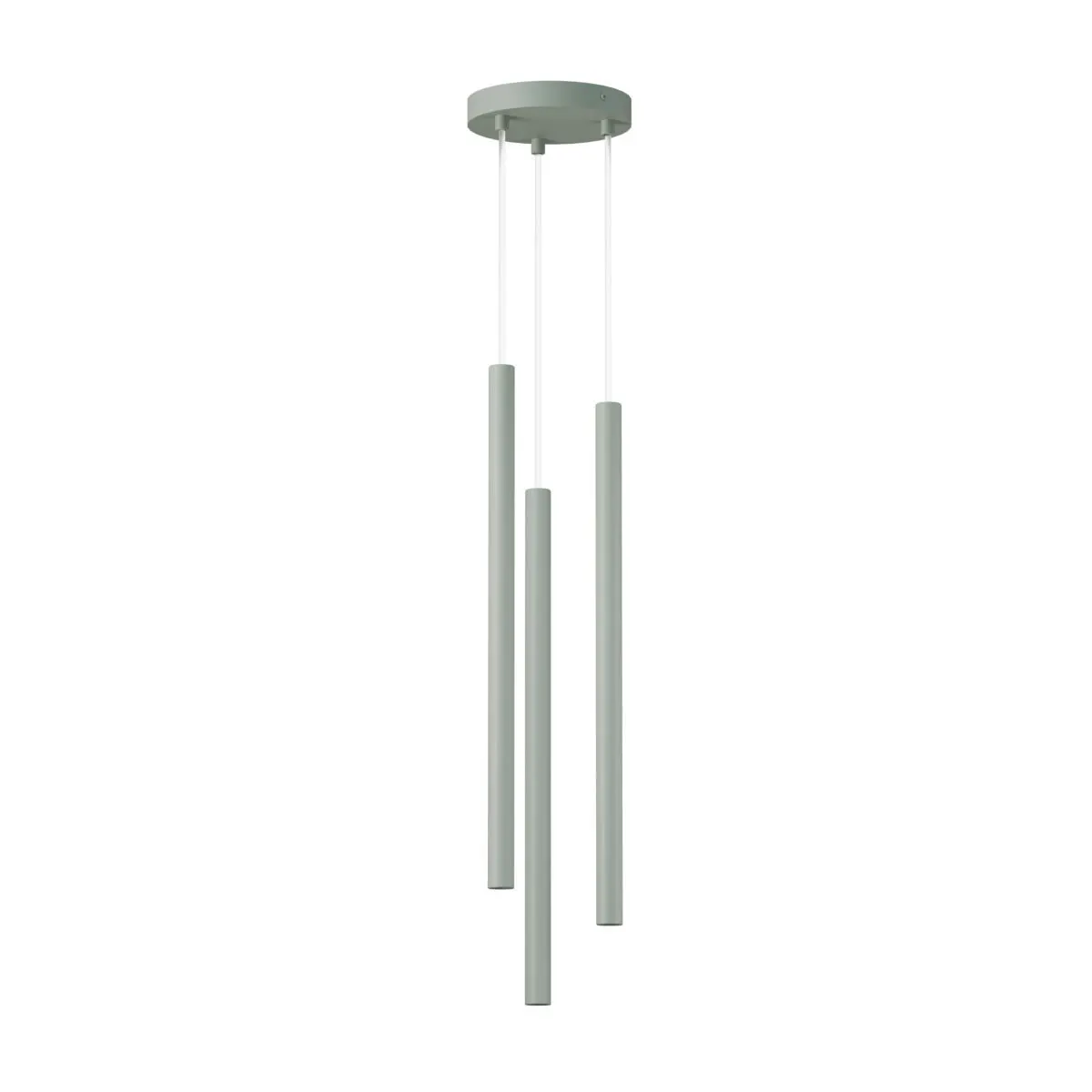 lampa wisząca, kule świetlne, trójnóg, minimalistyczna, zielony neutralny