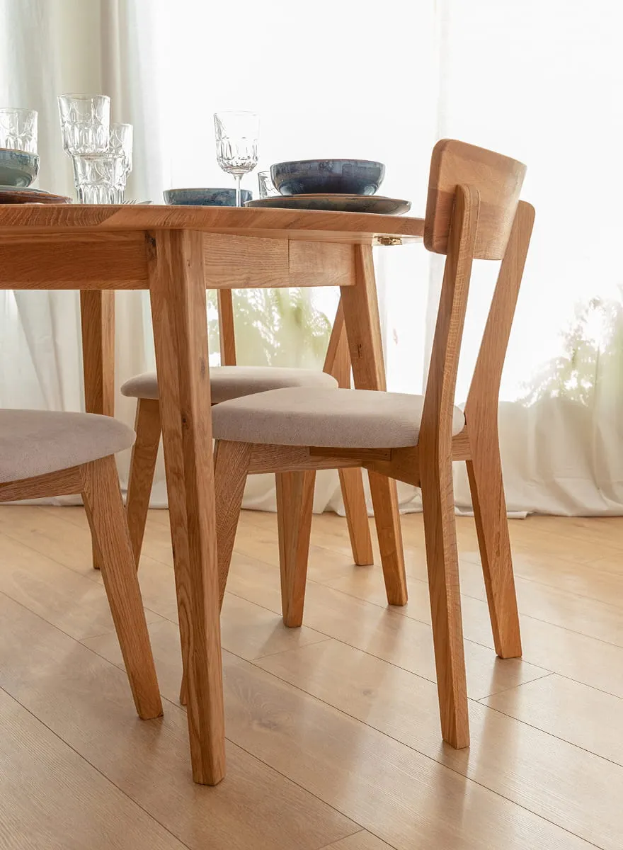 Krzesło dębowe LEON M11 z beżowym siedziskiem - dąb olejowany - KULKLM11