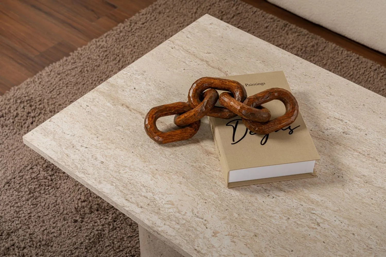 Stolik kawowy SABIN 60x119 cm trawertynowy beżowy