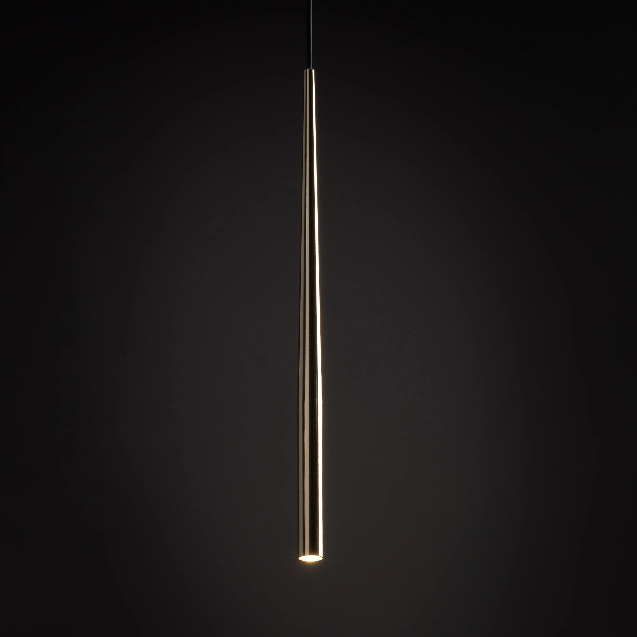 Lampa wisząca PIANO czarna złota podłużna smukła 139x5cm - TK_10116