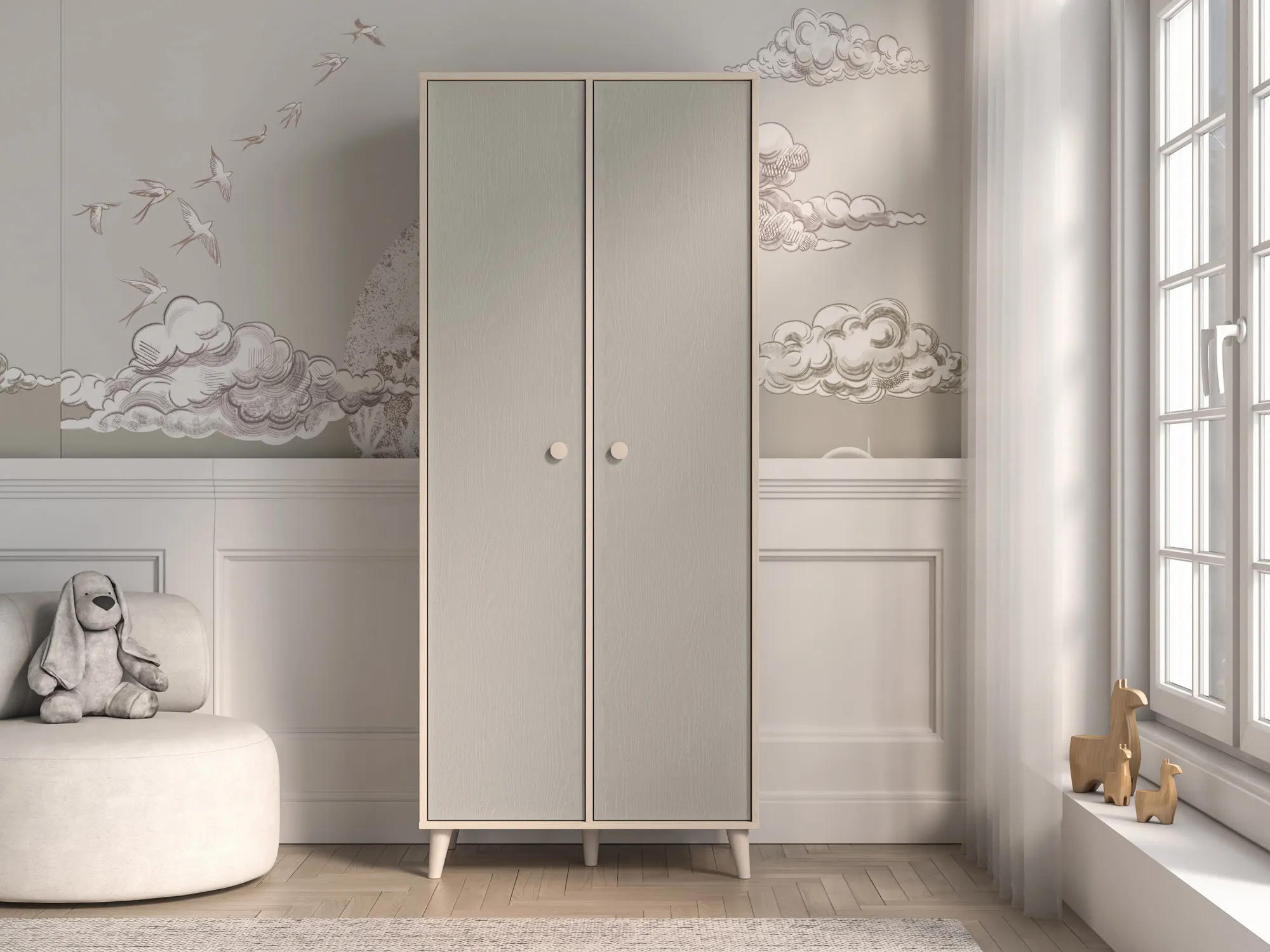 Szafa 2-drzwiowa MEVEL 02 piasek pustyni, szary pallad - 1MEVE02-002