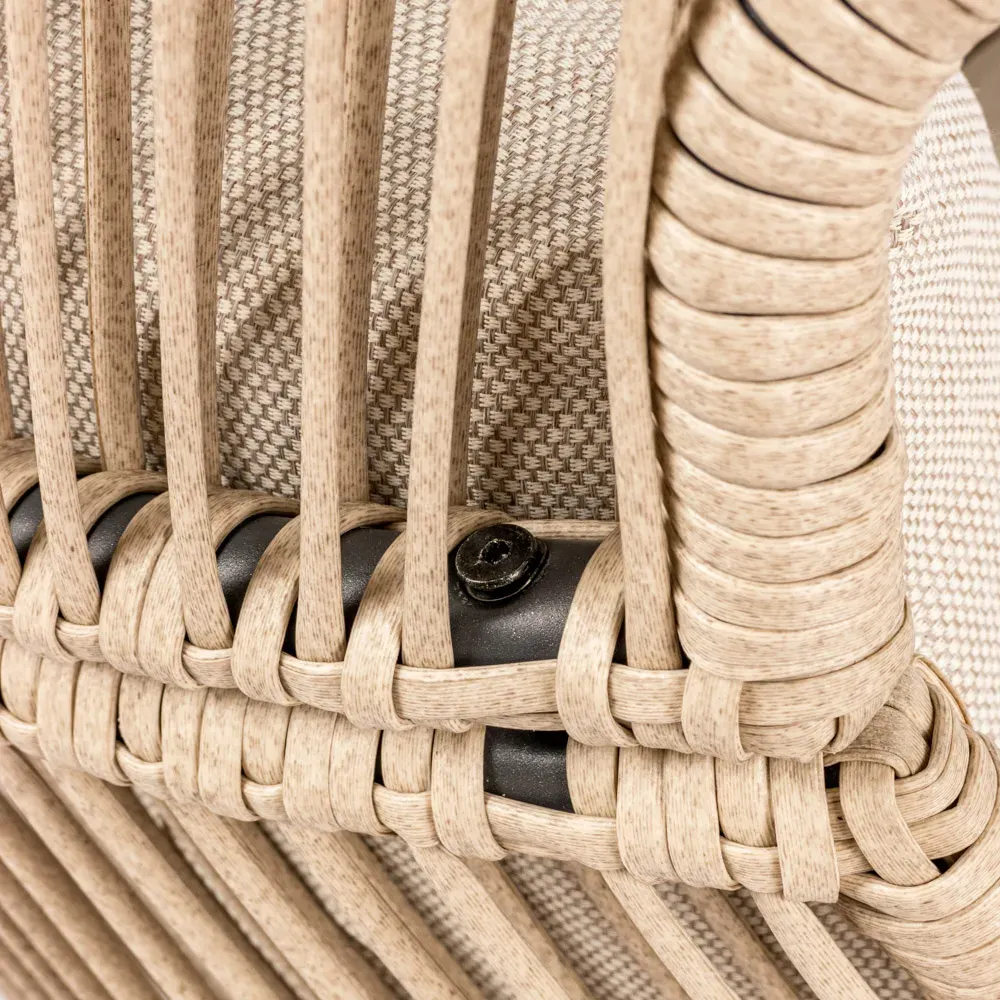 Fotel ogrodowy polirattanowy HOLAND z poduszką beżowy - MI_5905610255503