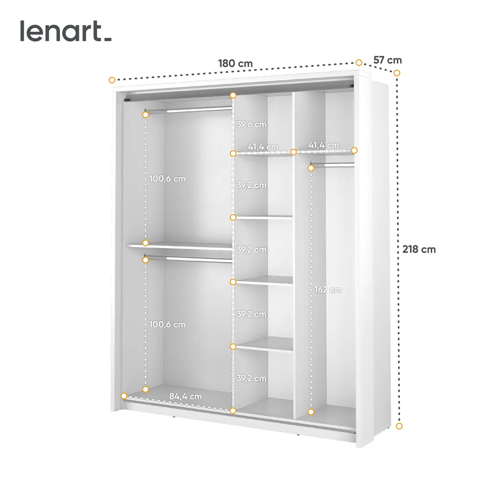 Szafa 2-drzwiowa z lustrami ARTI AR-17 180cm biała - AR17BI