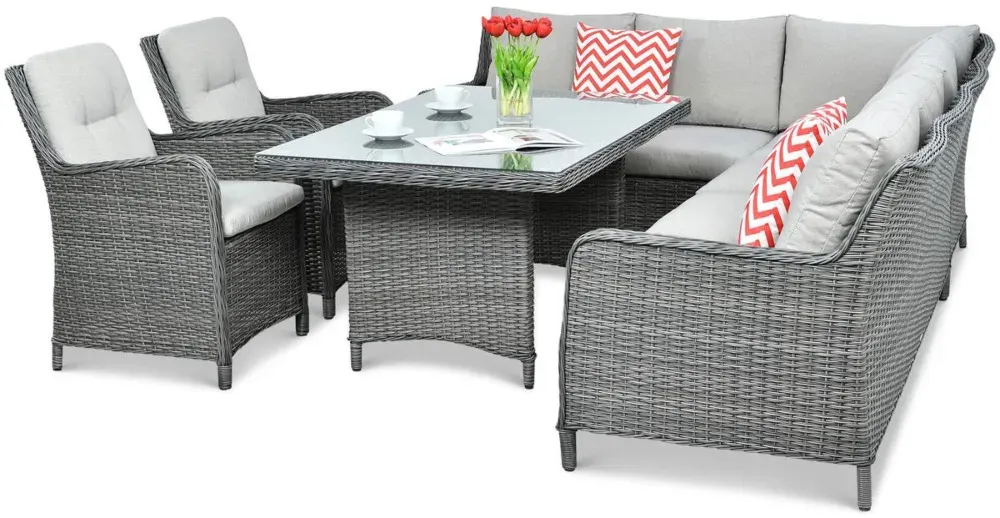 Narożnik ogrodowy modułowy MARYLAND DINING ze stołem technorattan ciemnoszary - FG002665