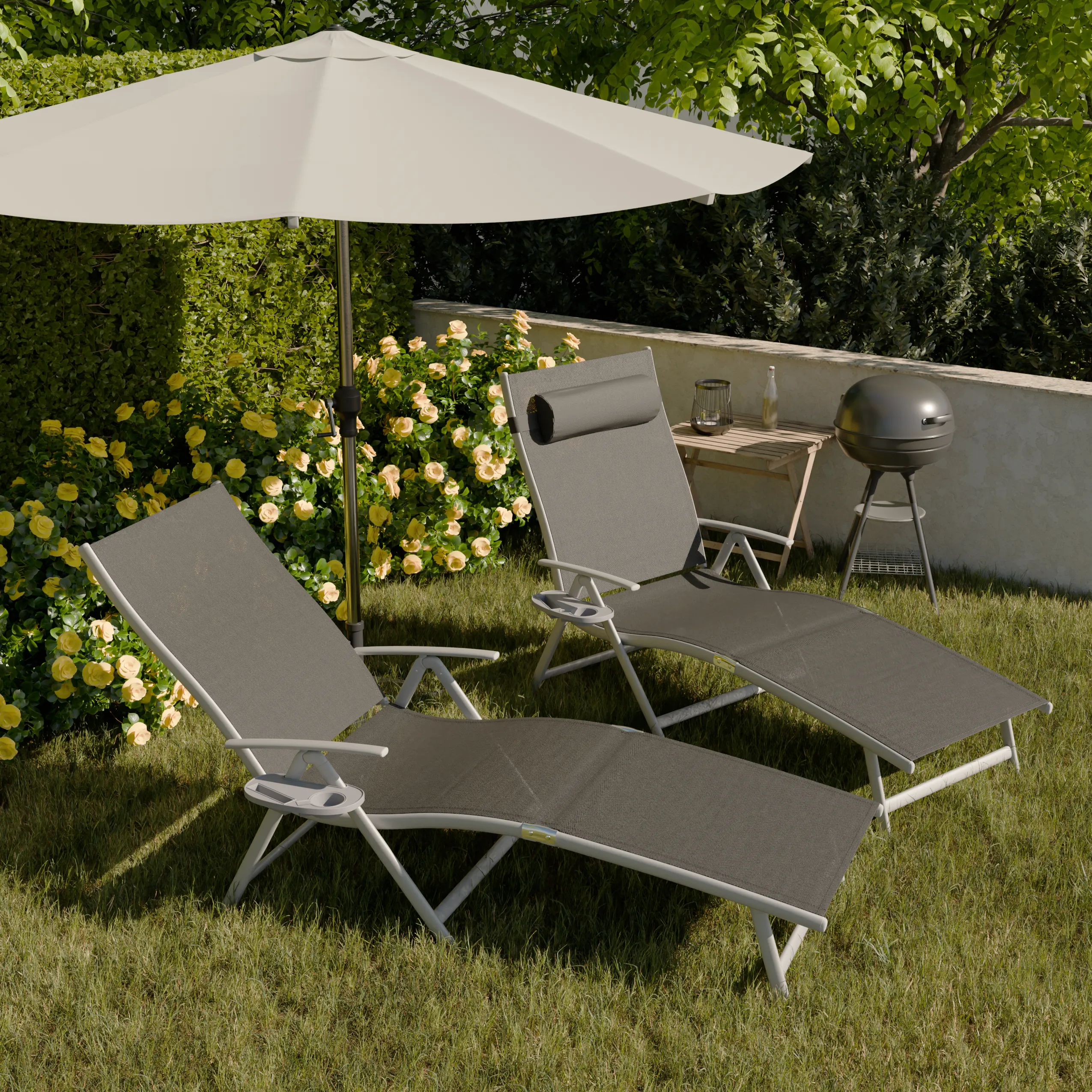 Leżak ogrodowy składany TARDY 182 cm aluminiowy czarny Zenjoy - TARDY_CZARNY