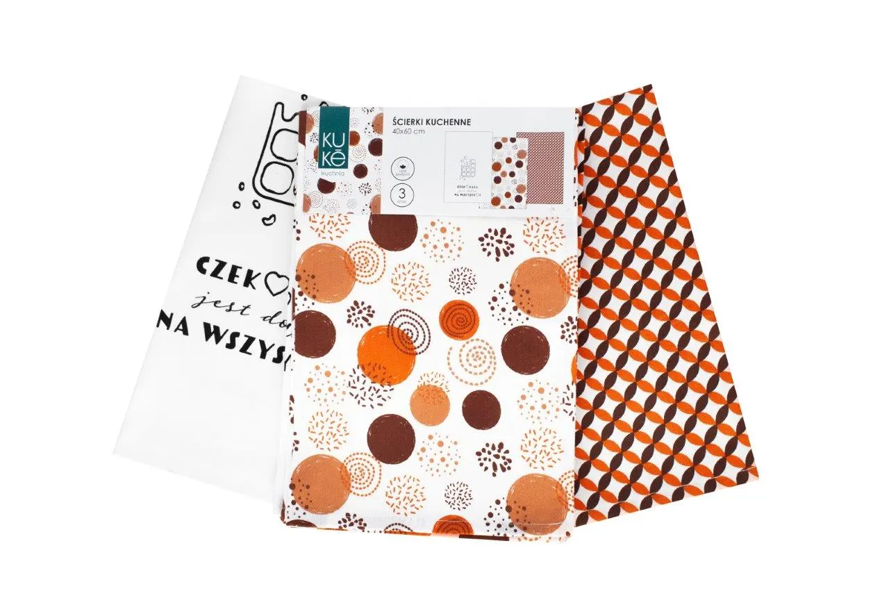 Ścierka zestaw 3 szt. KUKE 005 czekolada 40x60 wielokolorowy - FARO_25578