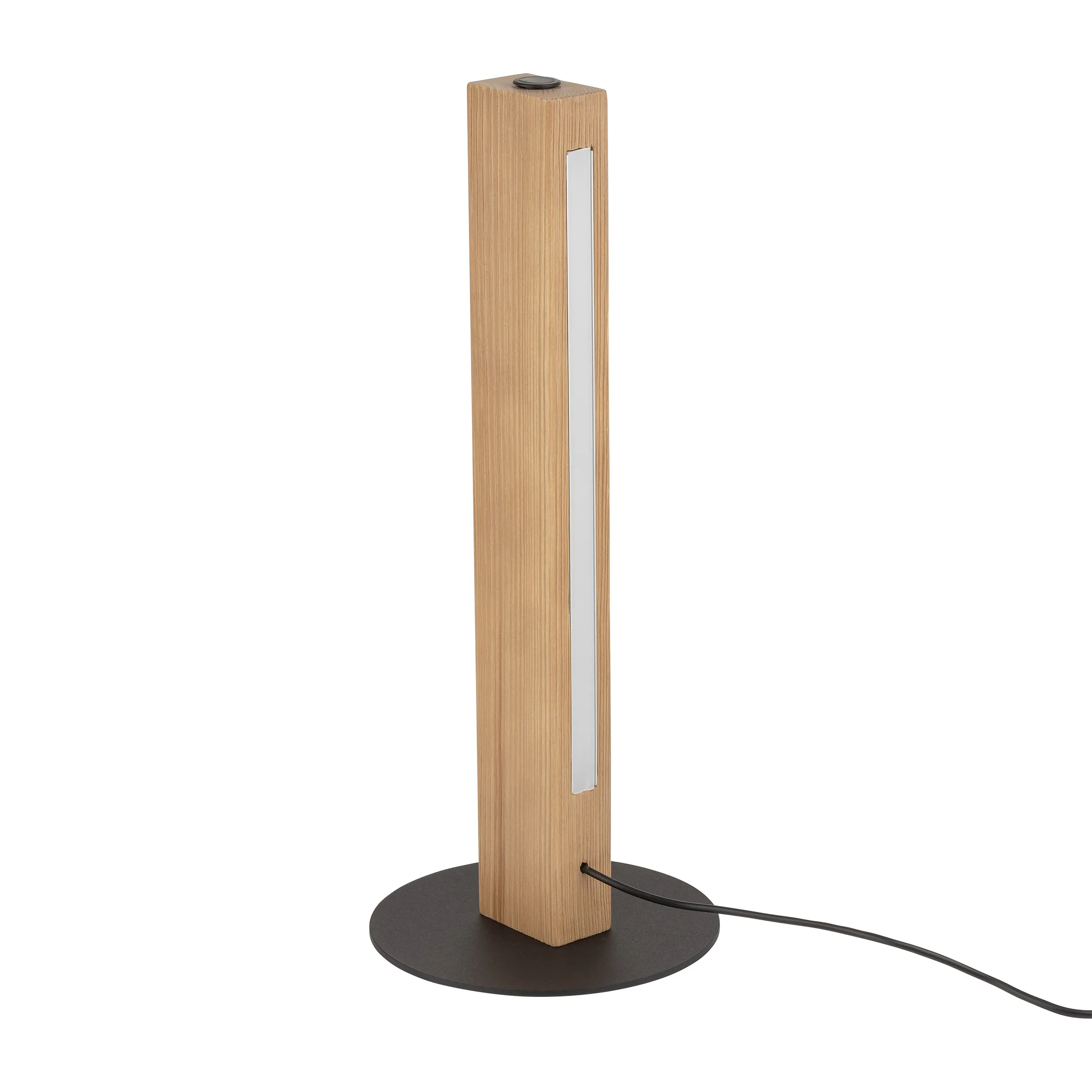 Lampka nocna TEO LED 15W jasna sosna na czarnej podstawie z przyciskiem 41x17cm